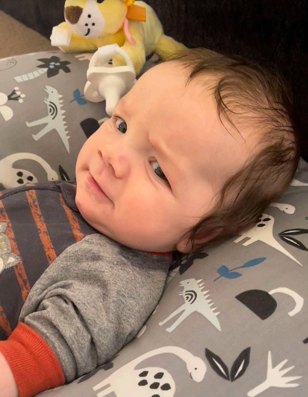 Malakai is registered to the contest to win money with this photo: baby, baby_toddler_clothing, cheek, comfort, eye, facial_expression, happy, head, iris, mammal, mouth, nose, person, product, skin, sleeve, smile, textile, toddler, vertebrate