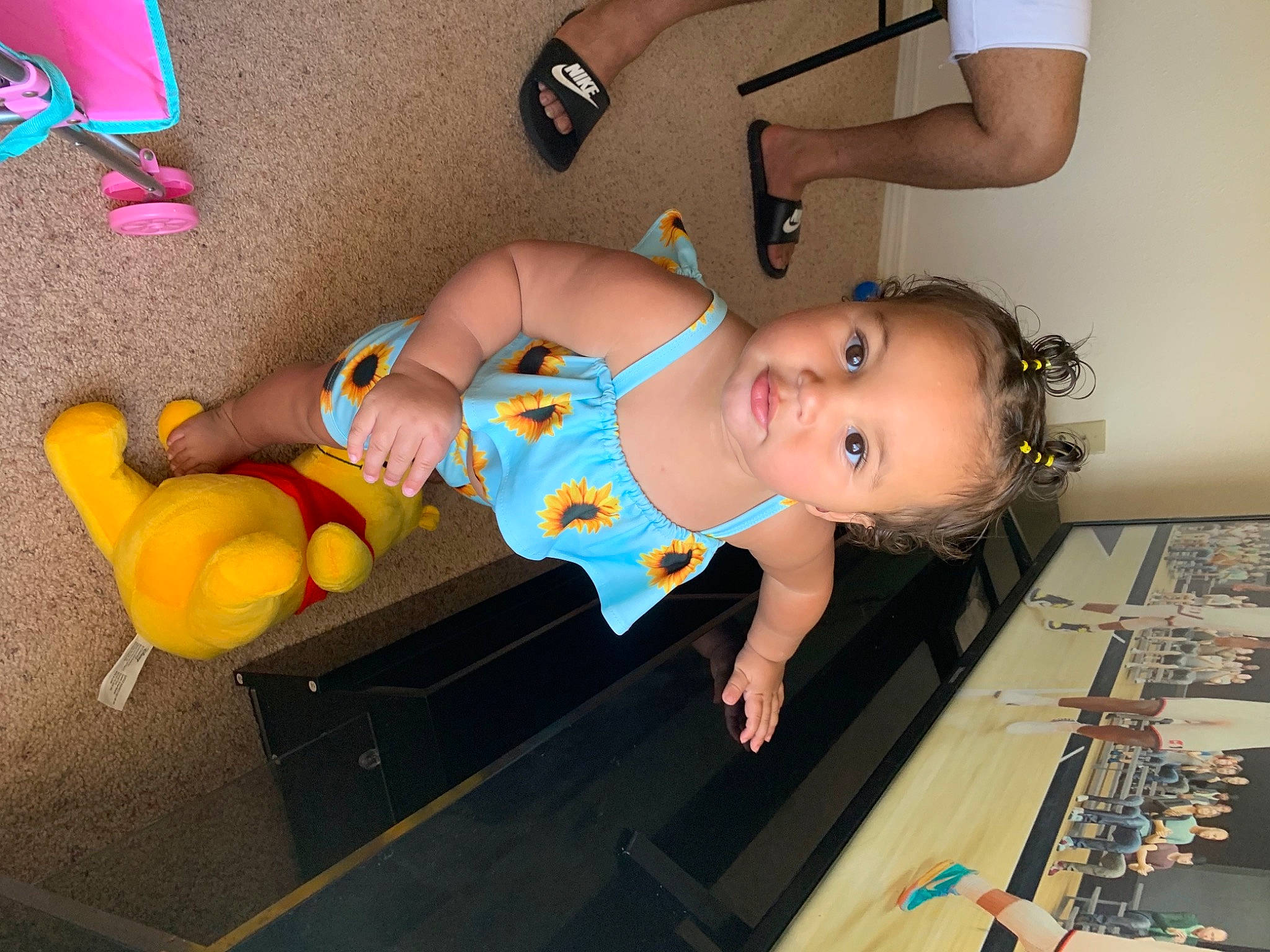 Alaiyah is registered to the contest to win money with this photo: arm, baby, baby_toddler_clothing, chest, child, finger, flooring, fun, human_body, human_leg, joint, knee, leg, mouth, person, skin, snapshot, thigh, toddler, toy