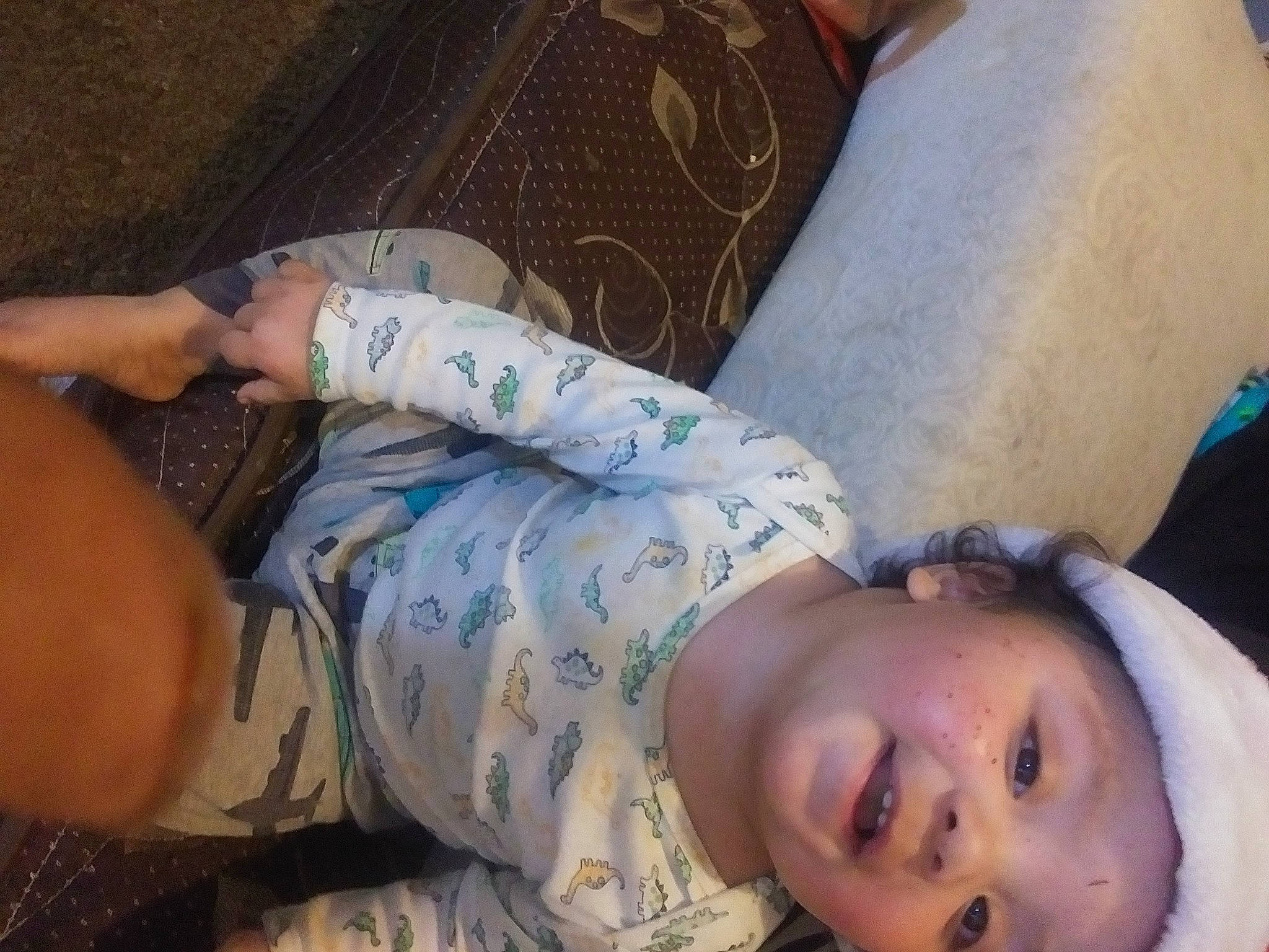 Baby G joined the competition — help win amazing prizes! black_hair, cheek, comfort, eyebrow, flesh, forehead, human, jaw, mammal, mouth, nap, nightwear, nose, pattern, person, selfie, skin, sleep, throat