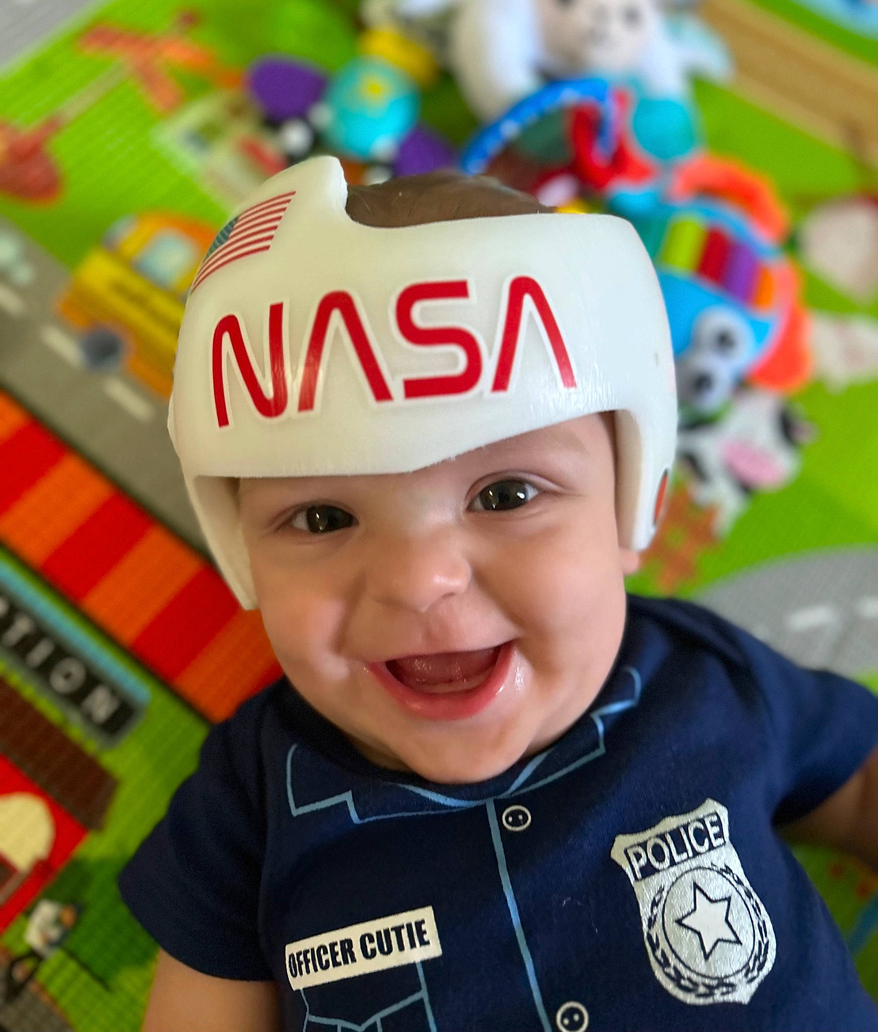Kohen joined the competition — help win amazing prizes! baby_toddler_clothing, cap, child, electric_blue, event, face, facial_expression, fashion_accessory, fun, happy, headgear, headwear, leisure, party_supply, person, personal_protective_equipment, product, recreation, sleeve, smile