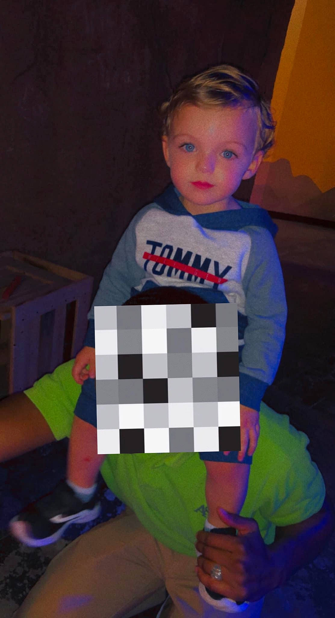 Brixon is registered to the contest to win money with this photo: baby_toddler_clothing, carmine, child, costume, electric_blue, event, fashion_design, fictional_character, fun, games, jersey, pattern, person, personal_protective_equipment, player, recreation, sleeve, sportswear, t_shirt, toddler