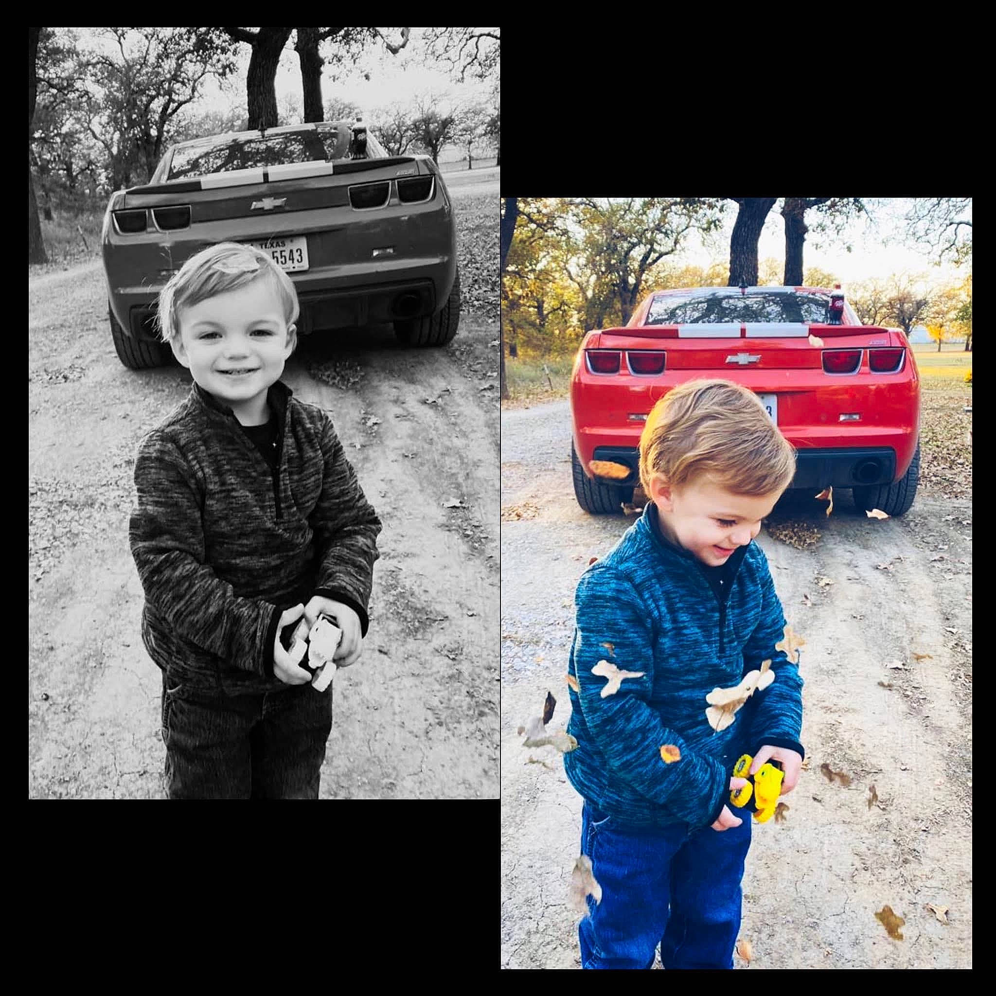 Brixon is registered to the contest to win money with this photo: automotive_design, automotive_exterior, automotive_lighting, automotive_tail_brake_light, black, bumper, car, joy, motor_vehicle, person, photograph, plant, sleeve, smile, tire, toddler, tree, trunk, vehicle, vehicle_door