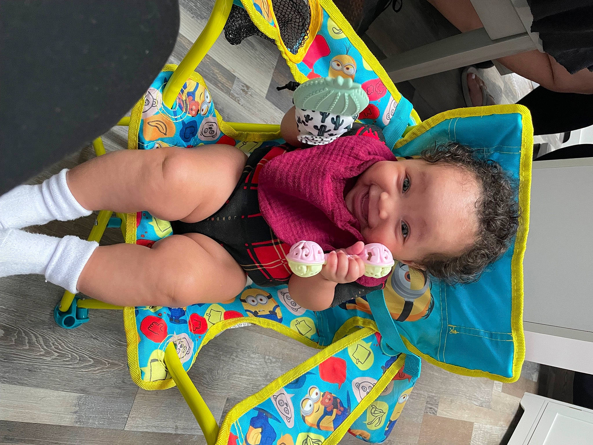Alanni is registered to the contest to win money with this photo: baby, baby_products, baby_toddler_clothing, child, event, foot, fun, happy, human_leg, joy, knee, leg, leisure, pattern, person, play, product, snapshot, sock, textile