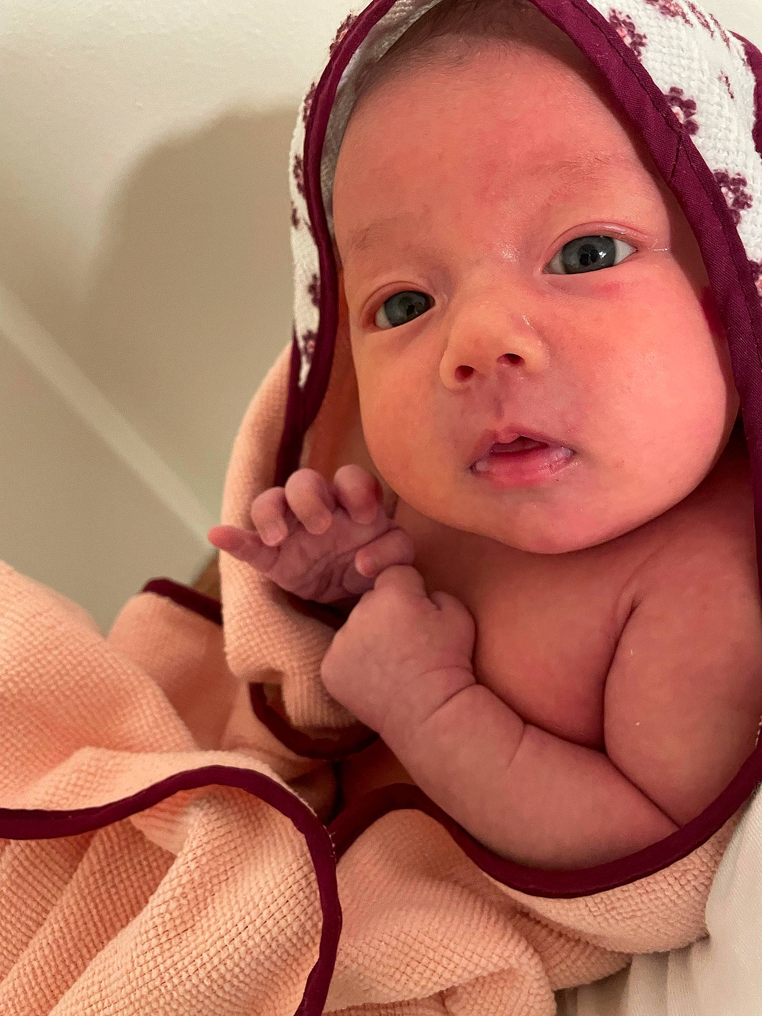 Alaiya is registered to the contest to win money with this photo: baby, cap, chest, comfort, eyelash, fashion_accessory, finger, gesture, happy, headband, headpiece, iris, linens, lip, nail, person, pink, skin, sleeve, thumb