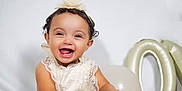 Legacy is registered to the contest to win money with this photo: baby, balloon, birthday, celebration, child, cute, decor, festive, golden_balloon, happy, headband, infant, lace_dress, one_year, person, photography, portrait, sitting, smiling, white_background