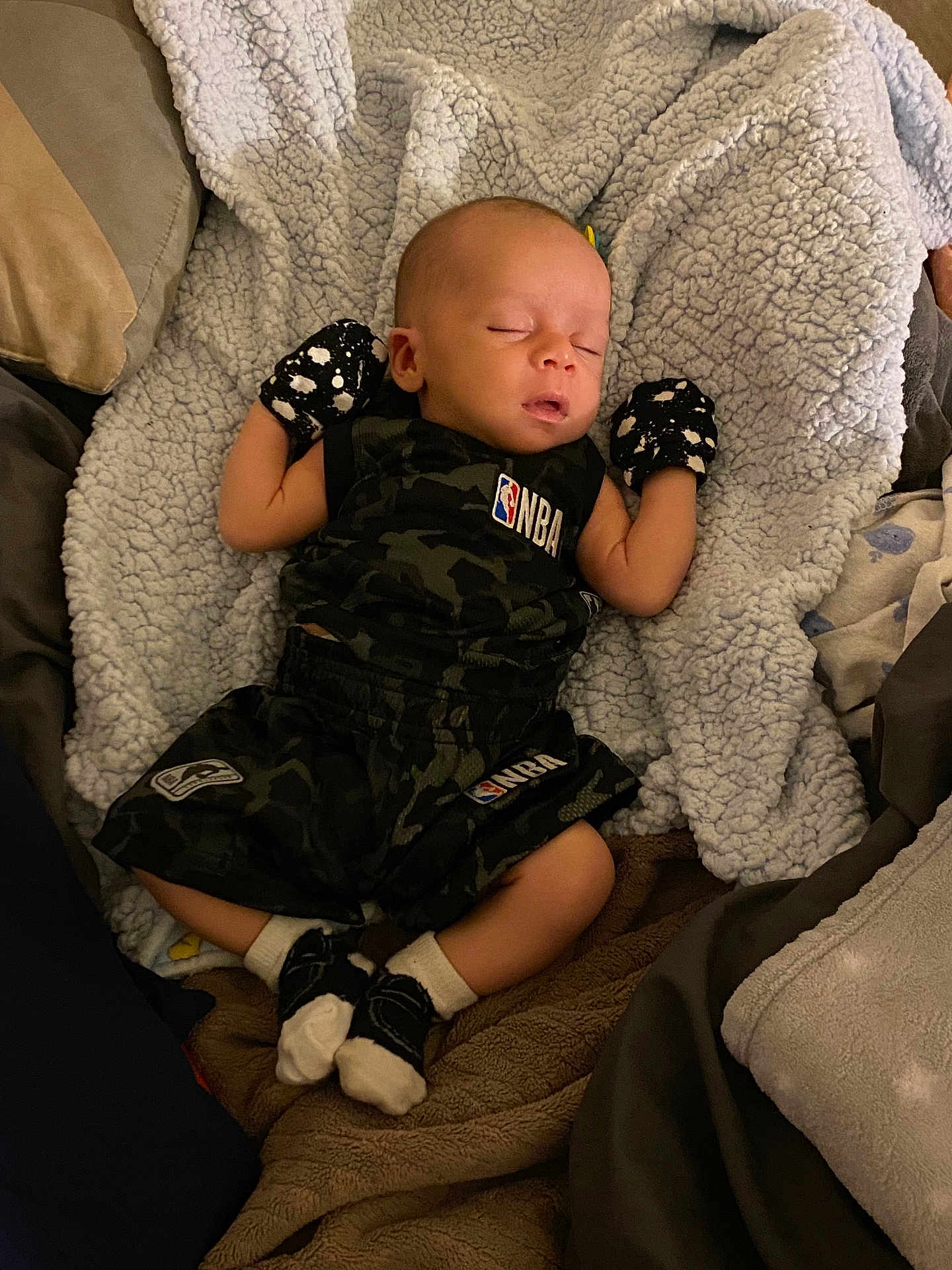 Keontae joined the competition — help win amazing prizes! baby, bed, bedroom, blanket, clothing, couch, cushion, face, furniture, glove, head, homedecor, hosiery, newborn, person, photography, portrait, quilt, sleeping, sock