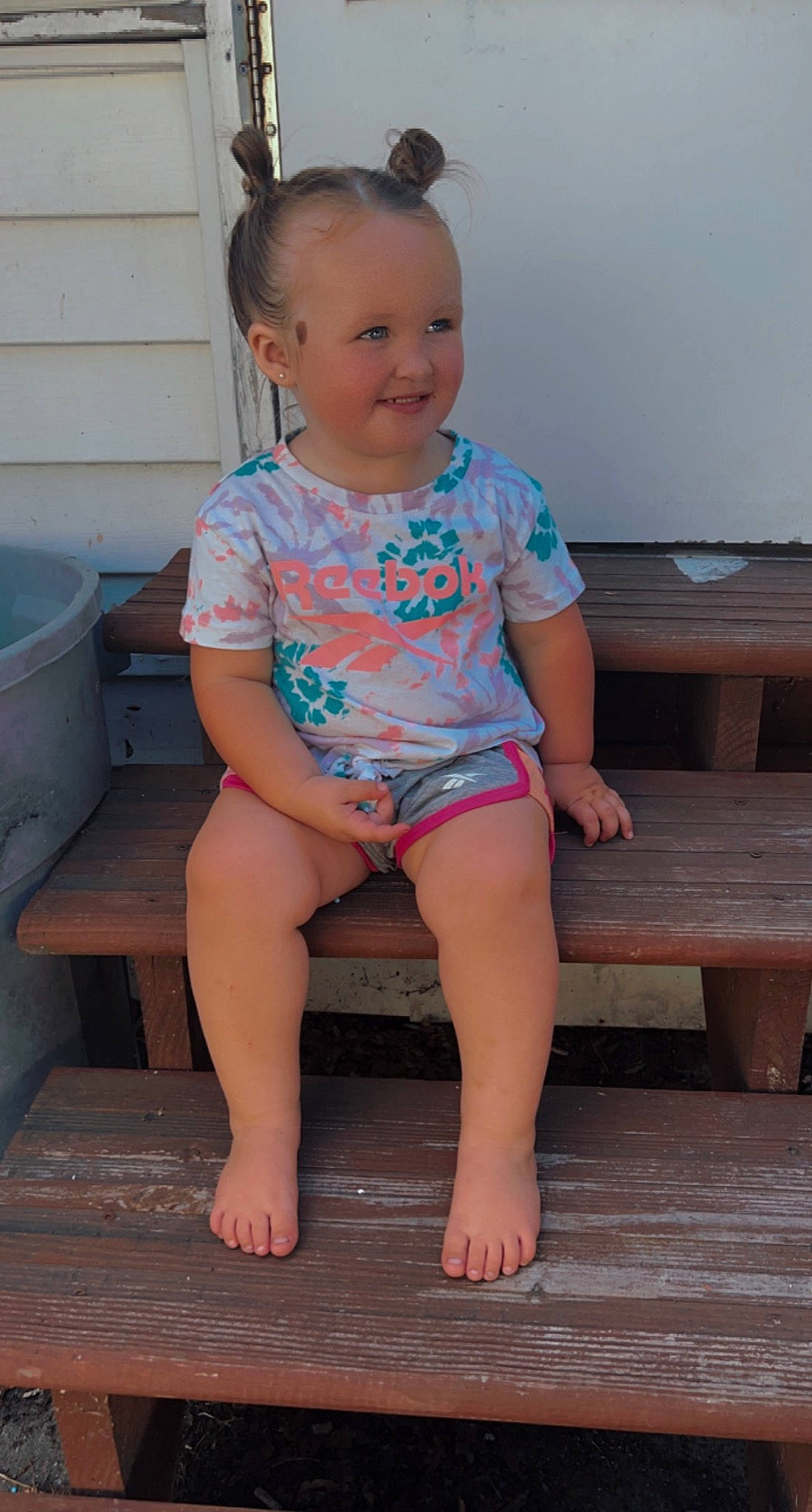Journi joined the competition — help win amazing prizes! baby_toddler_clothing, barefoot, cheek, eye, face, hair, happy, head, human_body, joy, knee, mouth, neck, person, pink, skin, sleeve, smile, t_shirt, thigh