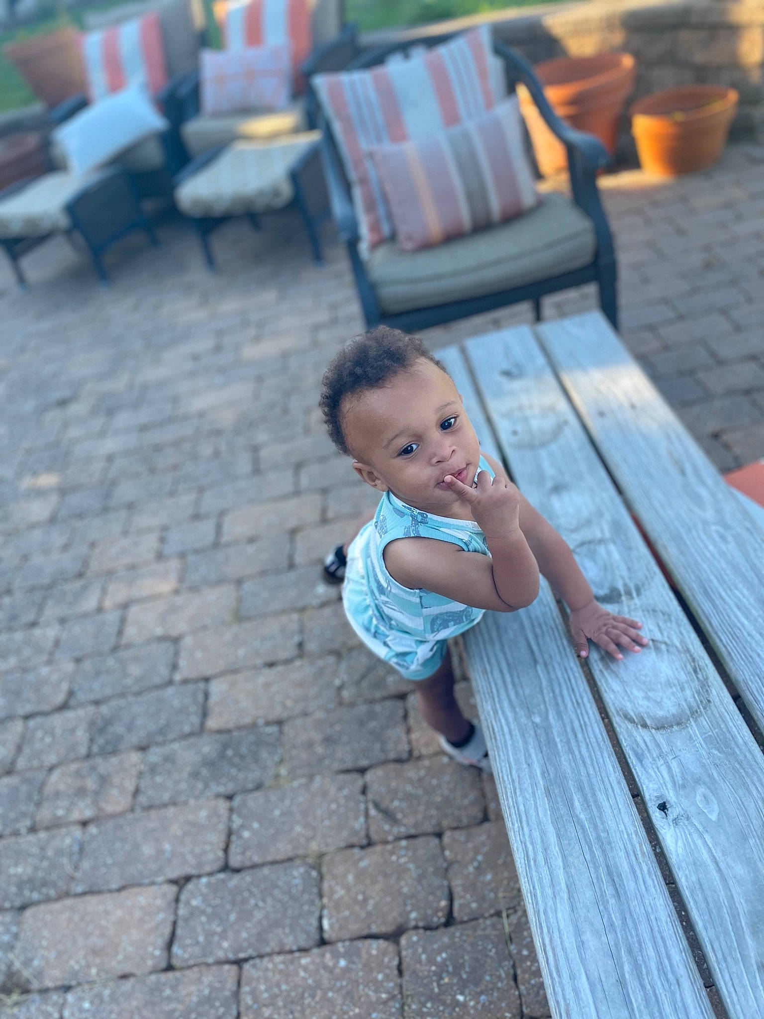 Drew Liam joined the competition — help win amazing prizes! baby, baby_toddler_clothing, floor, flooring, grass, hairstyle, hand, happy, head, leaf, leg, leisure, morning, person, road_surface, skin, summer, toddler, tree, water