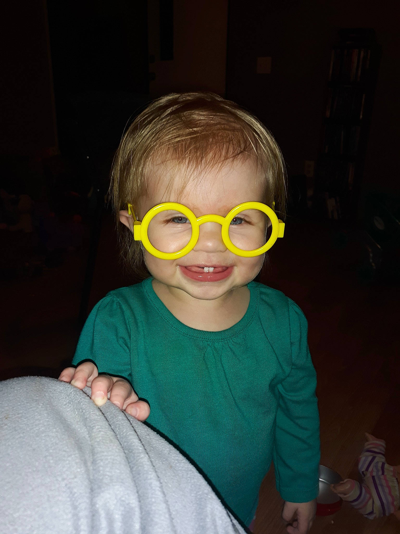 Braylynn is registered to the contest to win money with this photo: child, cool, ear, eye, eyewear, face, fun, glasses, goggles, head, joy, nose, person, personal_protective_equipment, smile, sunglasses, t_shirt, toddler, vision_care