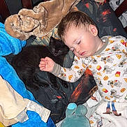 Bear joined the competition — help win amazing prizes! baby, black_cat, blanket, child, comfort, cozy, crib, cuddling, cute, indoors, infant, kitten, nap, pajamas, peaceful, pet, plush_toy, rest, sleeping, soft_toys