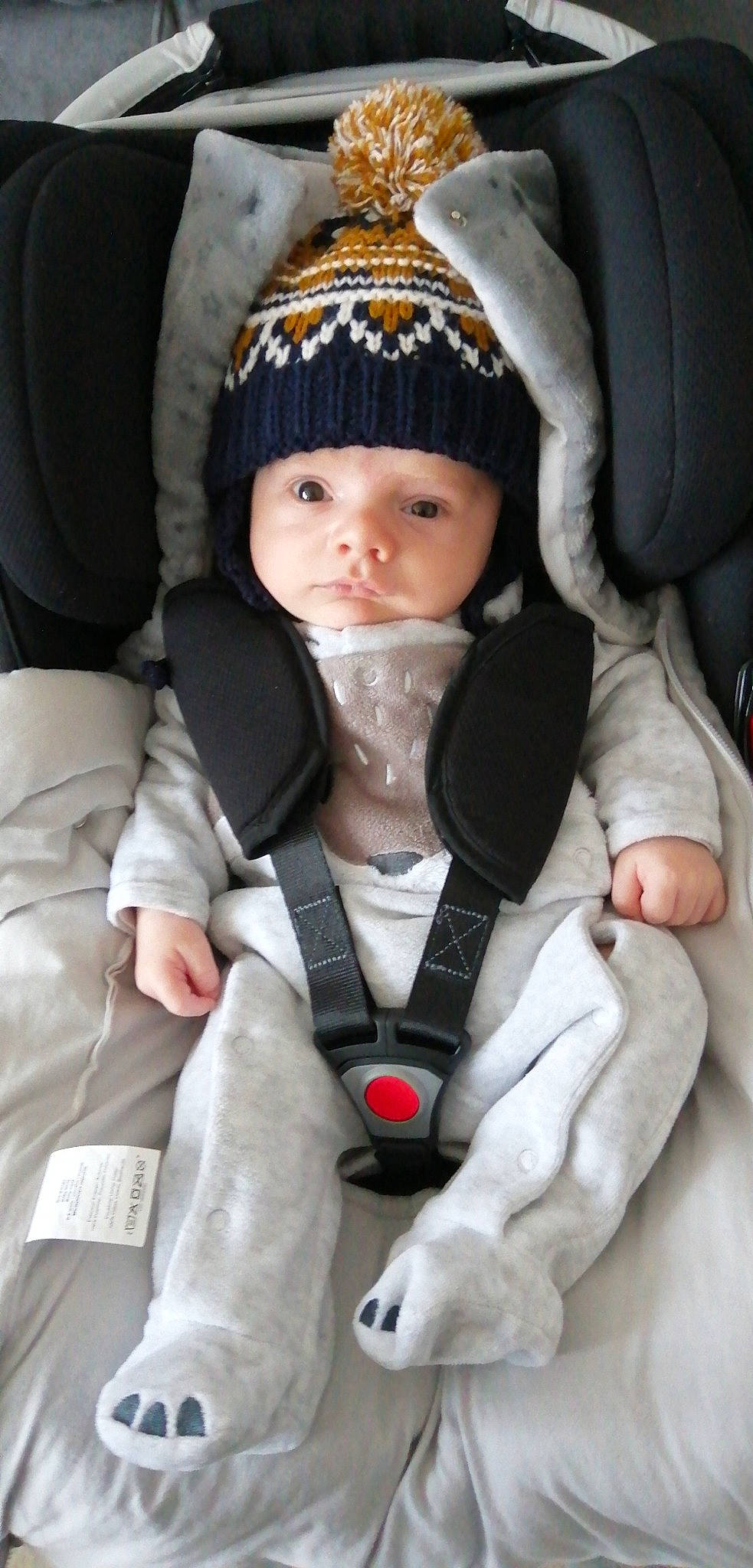 Nolan a rejoint le concours — aidez-le/la à gagner de superbes lots ! baby, baby_carriage, baby_products, baby_toddler_clothing, cap, car_seat, cheek, comfort, eye, eyebrow, face, finger, gesture, glove, headgear, headwear, person, seat_belt, service, sleeve