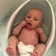 Archie joined the competition — help win amazing prizes! baby, infant, bathtub, bath, water, towel, skin, face, feet, hand, baby_bath_seat, expression, tongue, relaxing, child, bathroom, newborn, cute, floating, wet