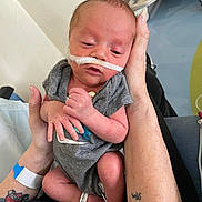 Grayson joined the competition — help win amazing prizes! newborn, baby, infant, hospital, nasal_tube, tattoo, hands, onesie, medical, patient, person, healthcare, caregiver, wristband, monitoring, clinic, cute, fragile, resting, tiny