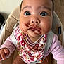 Xya is registered to the contest to win money with this photo: baby, bib, bodypart, chair, clothing, cutlery, eating, face, finger, food, furniture, hand, head, medication, person, photography, pill, portrait, scarf, spoon