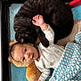 baby, cat, cuddling, blanket, toy, onesie, mat, playpen, curious, cute, furry, resting, comfort, indoor, child, pet, sleeping_cat, colorful, necklace, soft