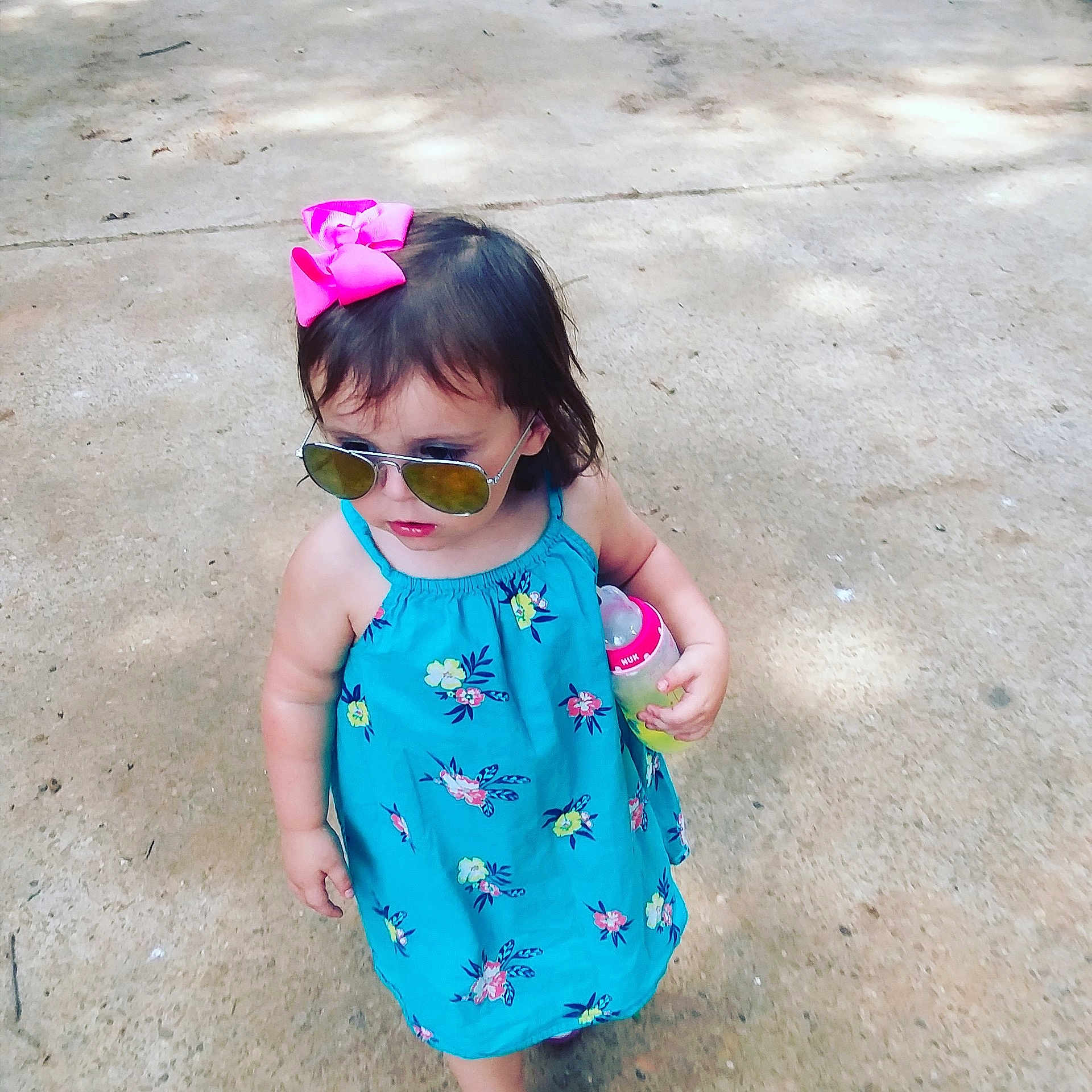 Arabella joined the competition — help win amazing prizes! child, clothing, design, eyewear, fun, girl, glasses, headgear, pattern, pink, play, polka_dot, shorts, summer, sunglasses, toddler, turquoise, vacation, vision_care