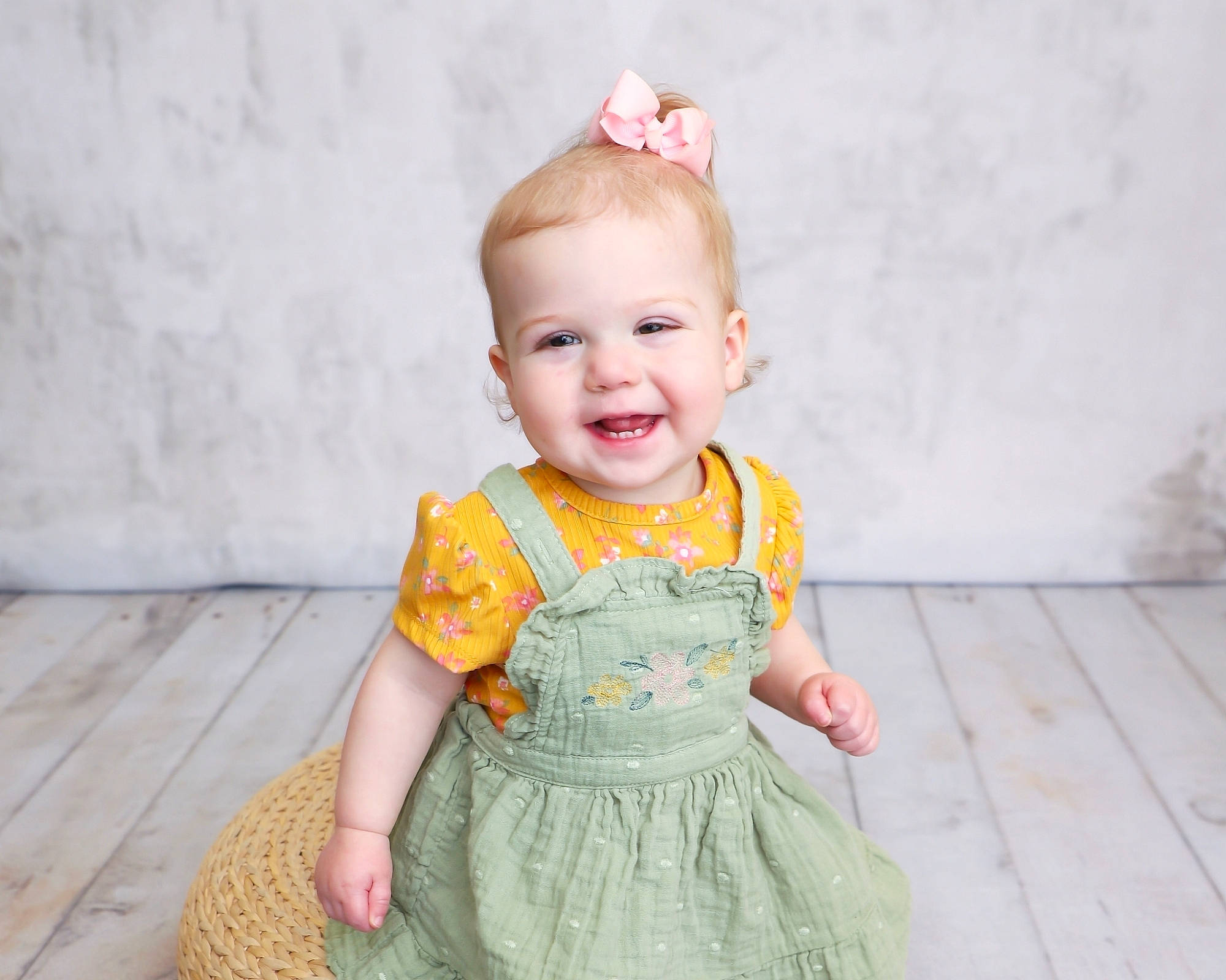 Raelynn joined the competition — help win amazing prizes! baby, baby_toddler_clothing, blond, child, clothing, day_dress, dress, facial_expression, happy, joy, magenta, one_piece_garment, outerwear, pattern, person, pink, skin, sleeve, smile, standing