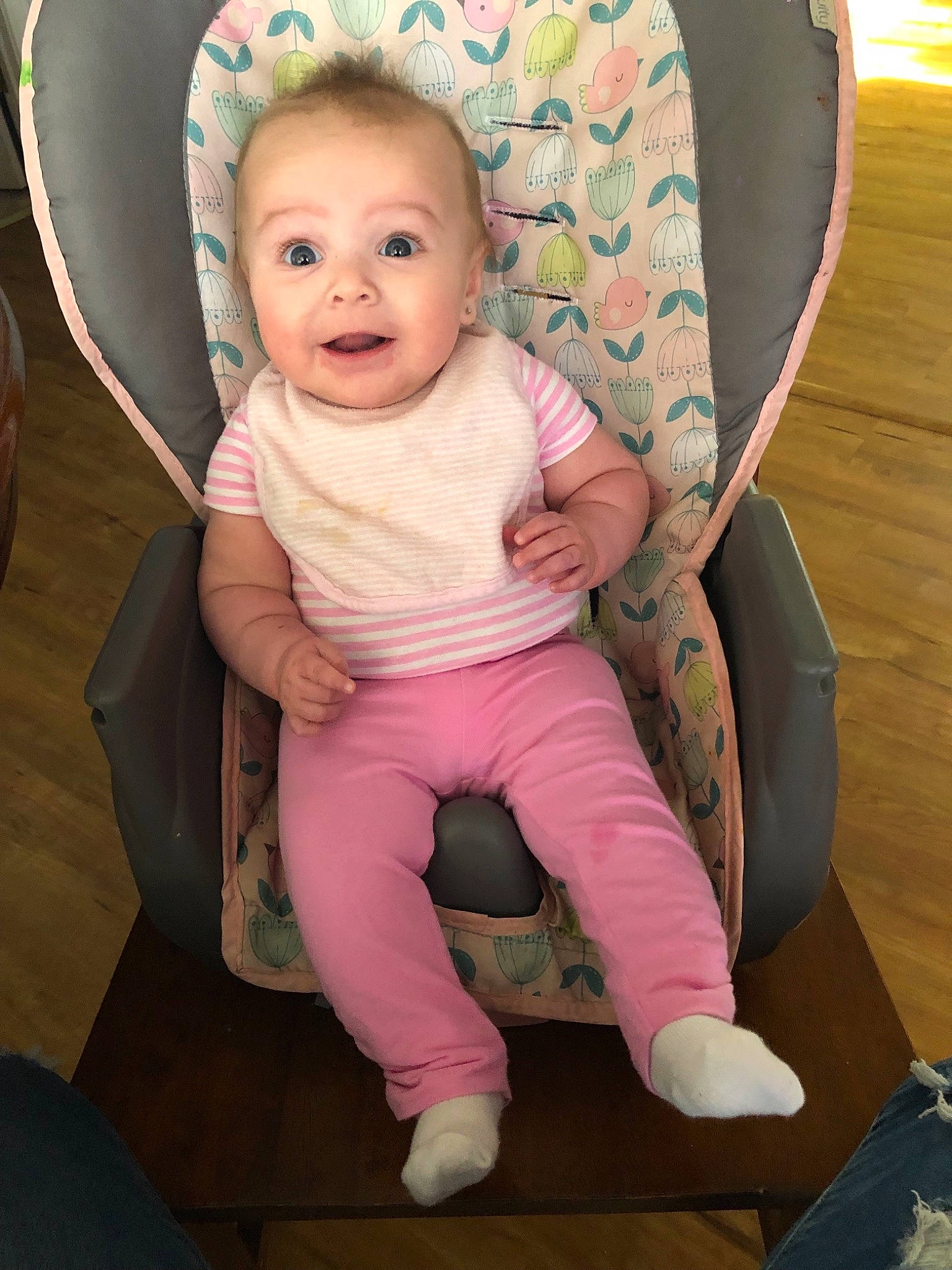 Lillyanne joined the competition — help win amazing prizes! baby, baby_in_car_seat, baby_products, car_seat, cheek, child, person, pink, product, sitting, skin, smile, toddler