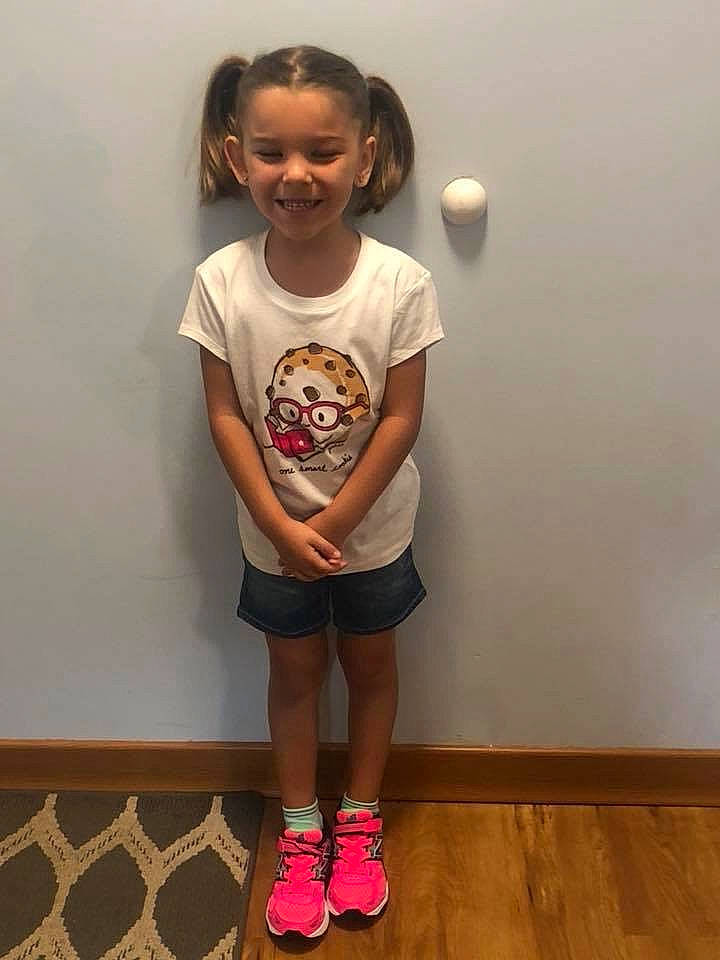 Emma-rose joined the competition — help win amazing prizes! child, footwear, fun, joint, joy, person, pink, shoe, shoulder, standing, style, t_shirt, toddler