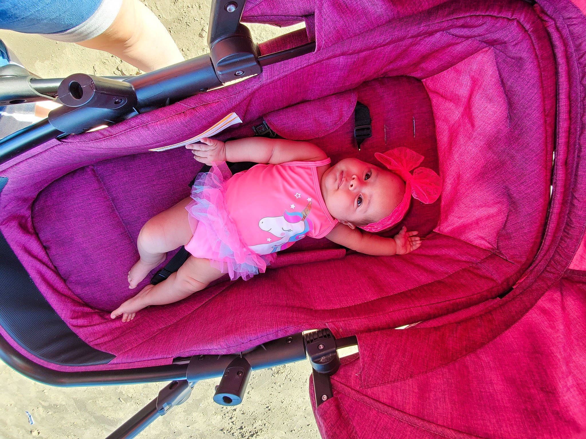 Mia Arlette Valencia joined the competition — help win amazing prizes! baby, baby_carriage, baby_products, car_seat, child, comfort, magenta, person, pink, plant, product, purple, sleep, toddler, vacation, violet