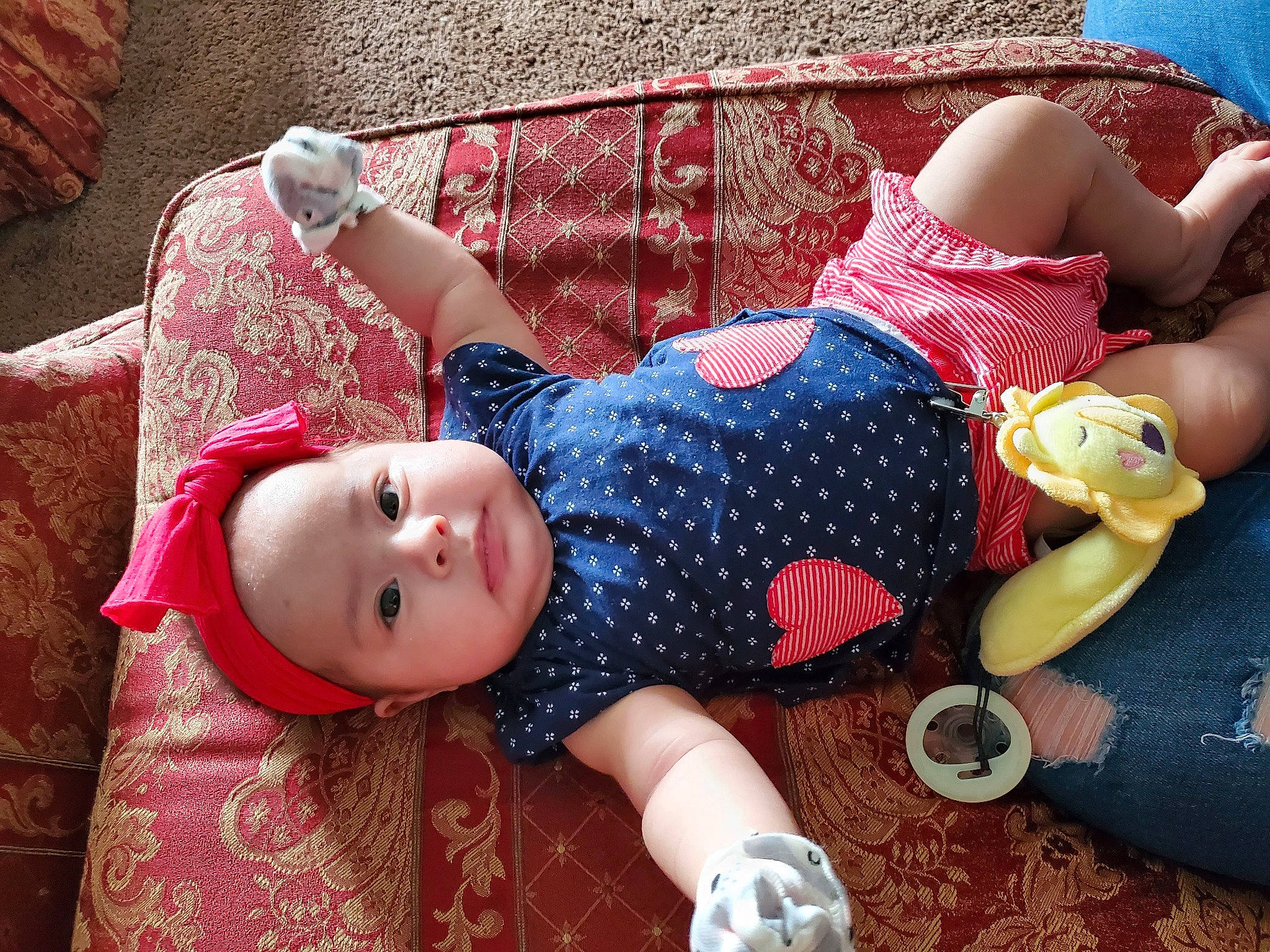 Mia Arlette Valencia joined the competition — help win amazing prizes! baby, child, headwear, leg, nap, pattern, person, toddler, trunk