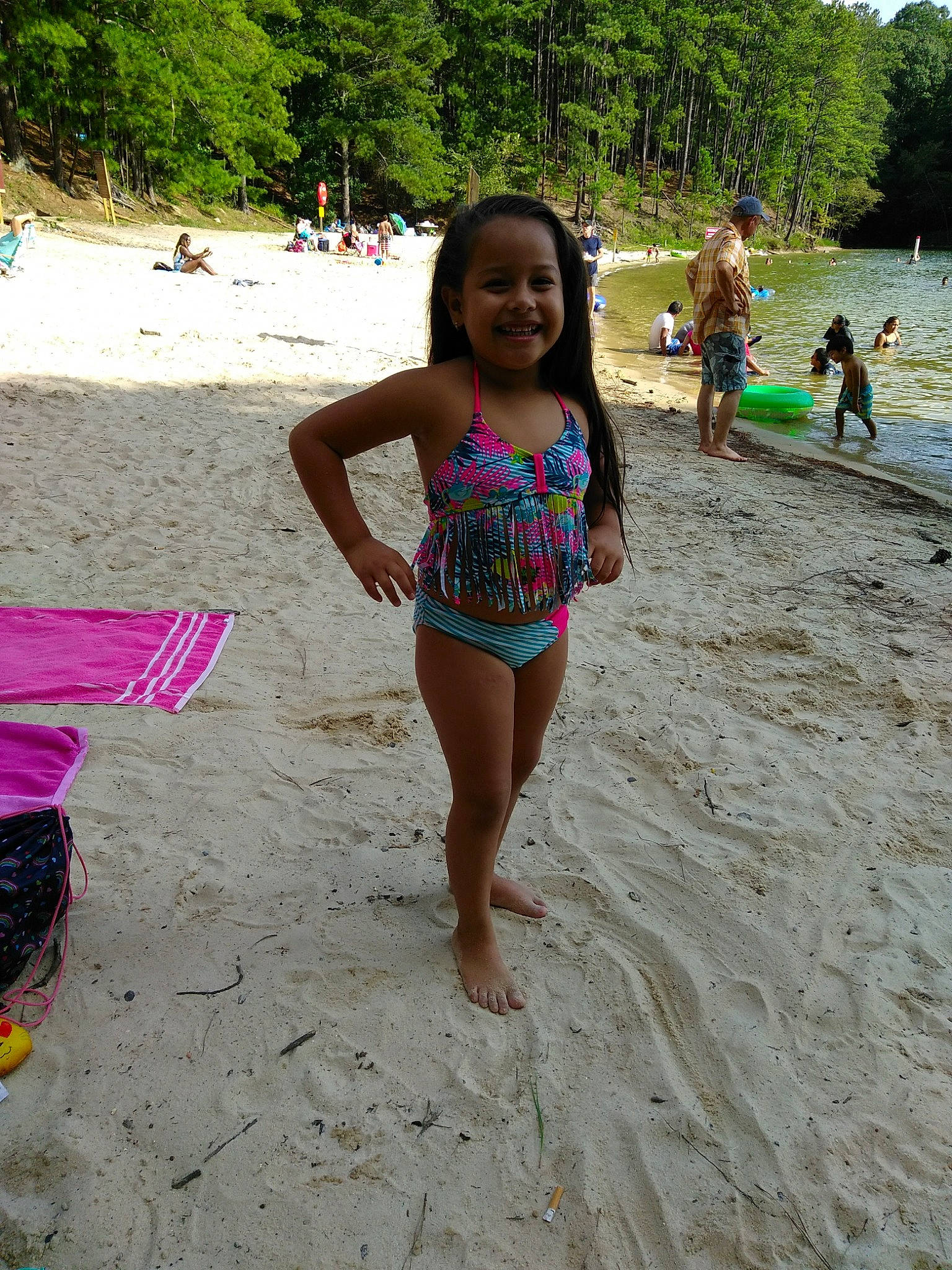 Zalma Itzel Valencia is registered to the contest to win money with this photo: barefoot, beach, child, fun, joy, leg, leisure, person, play, sand, smile, summer, tourism, tree, vacation, water