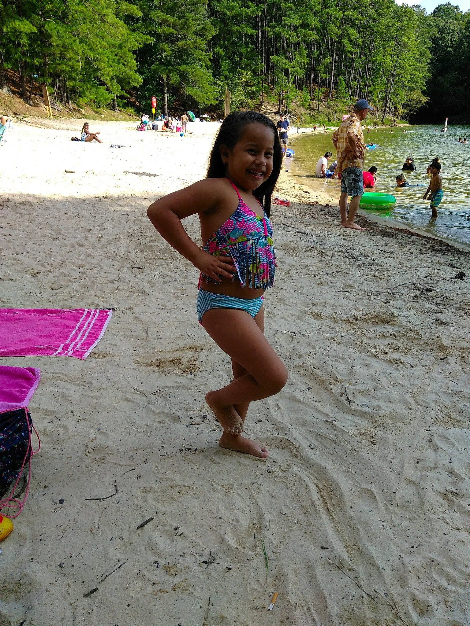 Zalma Itzel Valencia is registered to the contest to win money with this photo: barefoot, beach, child, coast, fun, joy, leg, leisure, person, play, recreation, sand, summer, toddler, tourism, tree, vacation, water