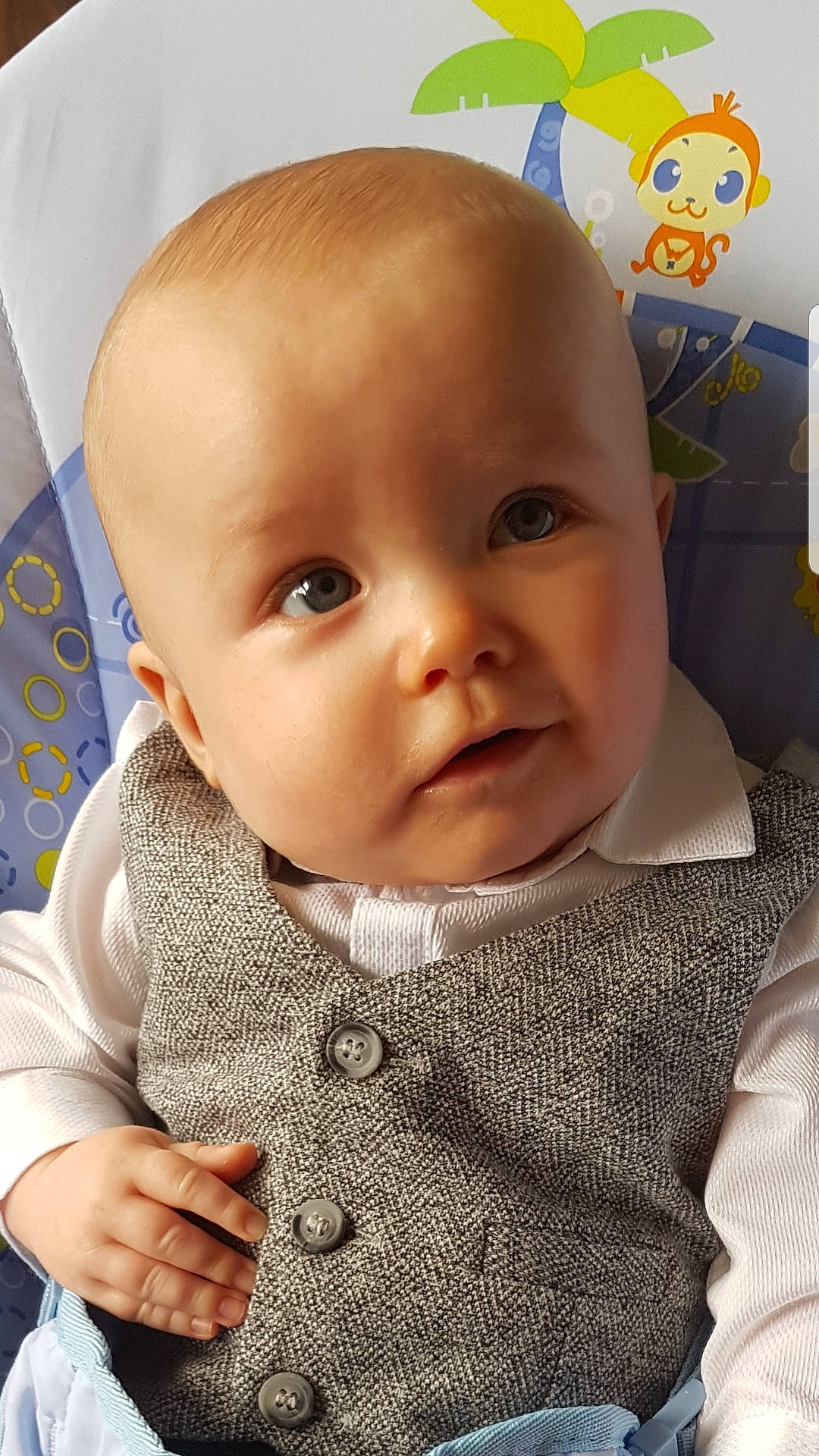 Kaylin is registered to the contest to win money with this photo: baby, cheek, child, chin, ear, eye, face, forehead, head, iris, lip, mouth, nose, person, skin, smile, toddler, yellow