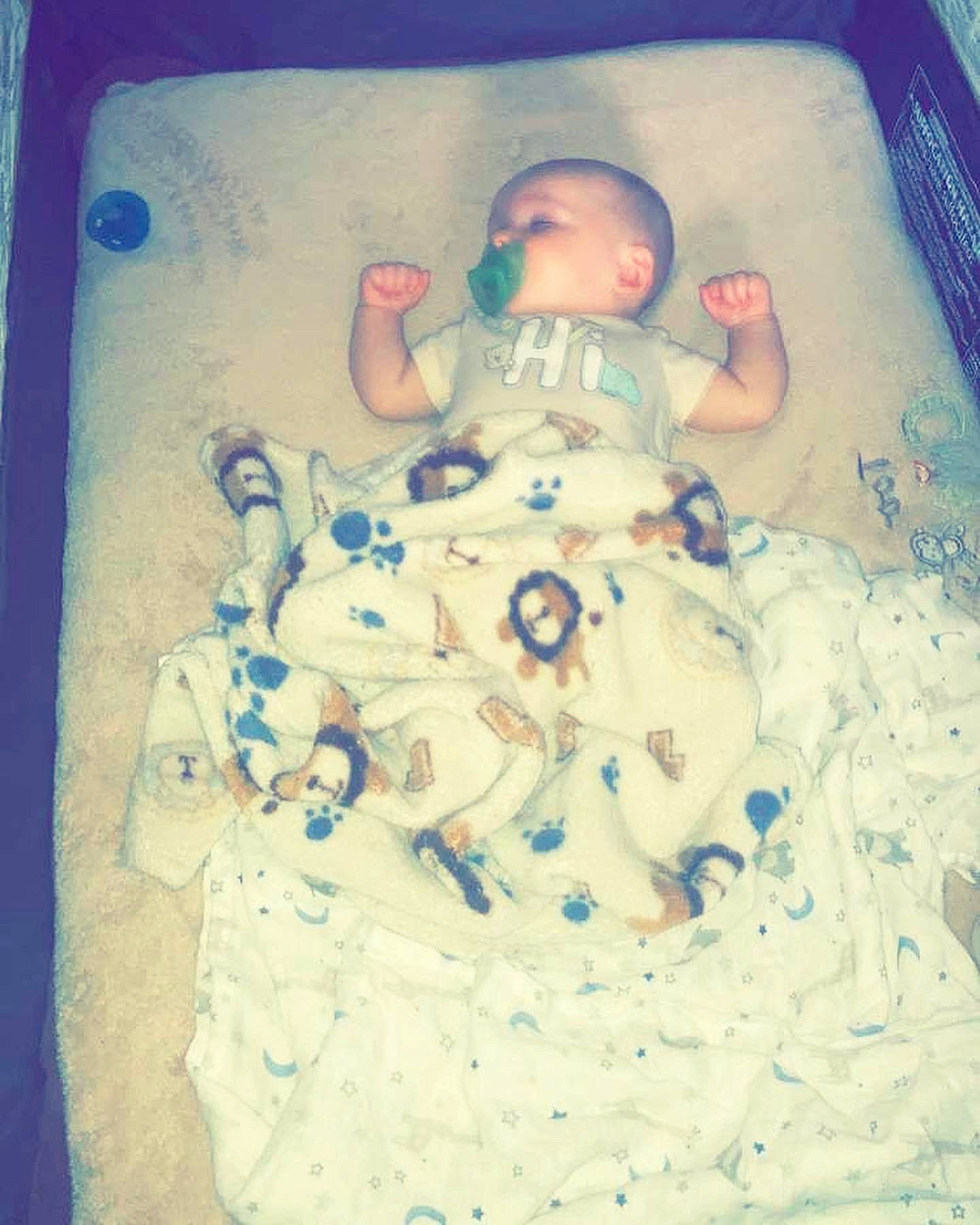 Jesse is registered to the contest to win money with this photo: azure, baby, baby_products, baby_safety, baby_sleeping, baby_toddler_clothing, baby_toys, bathing, beauty, bedding, cheek, child, linens, pattern, person, porcelain, room, sweetness, textile, toddler