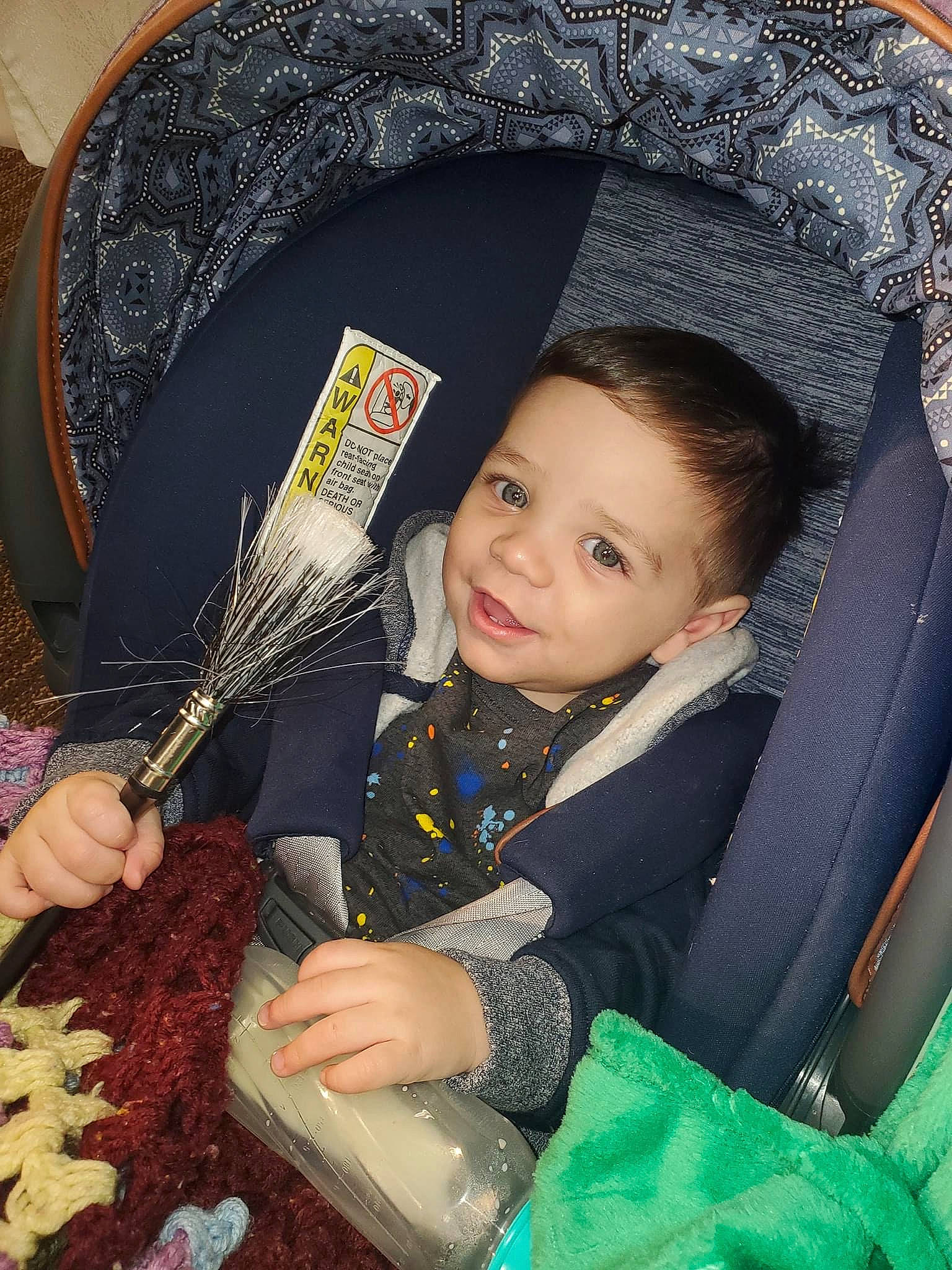 Jiraiya is registered to the contest to win money with this photo: baby, baby_carriage, child, eye, fashion_accessory, fun, hairstyle, happy, hat, human, iris, joy, pattern, person, plate, product, sitting, skin, smile, sun_hat