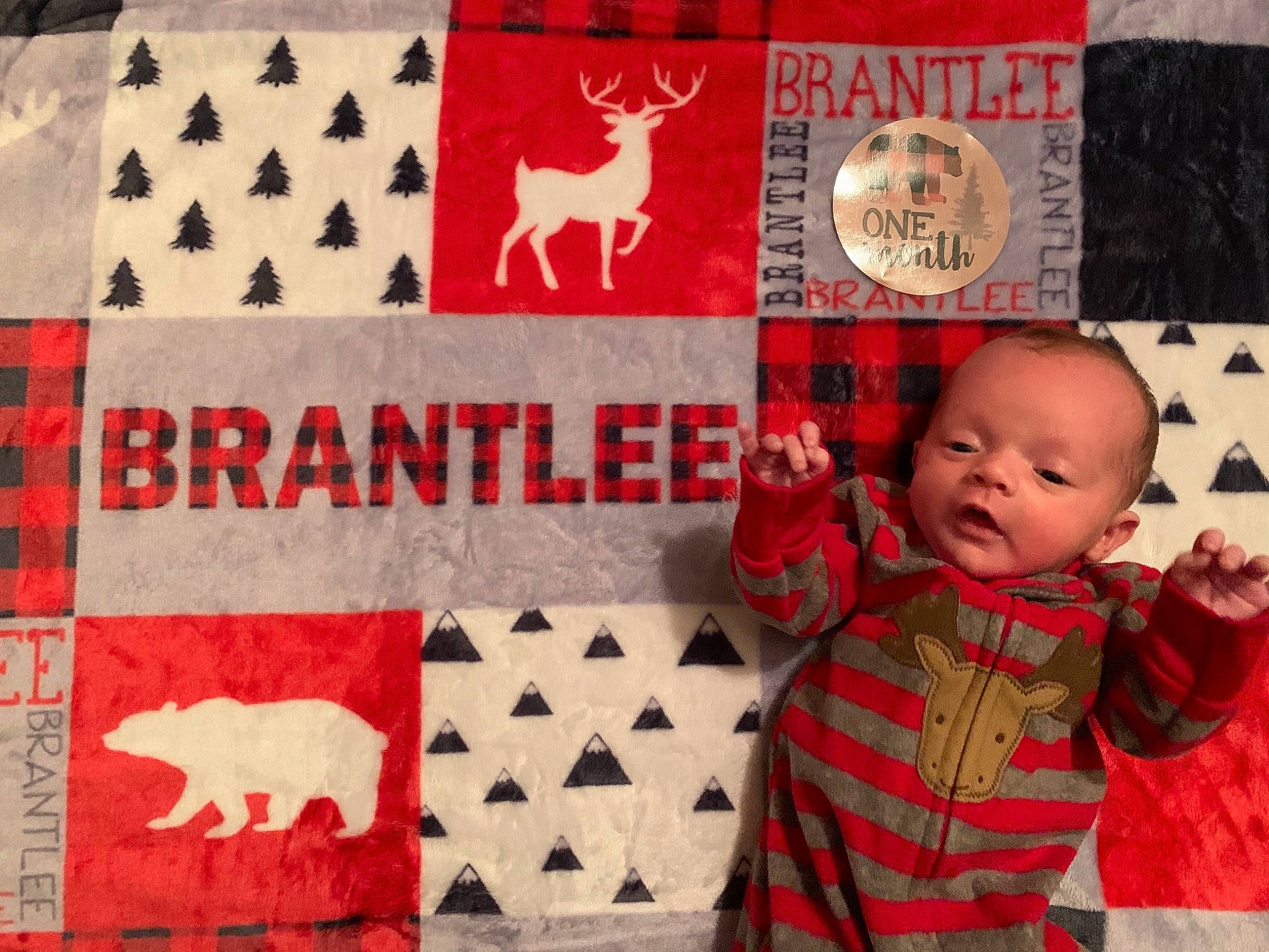 Brantlee joined the competition — help win amazing prizes! advertising, antler, baby, baby_products, baby_toddler_clothing, creative_arts, deer, elk, flag_of_the_united_states, paper, pattern, person, plaid, red, reindeer, square, textile, toddler
