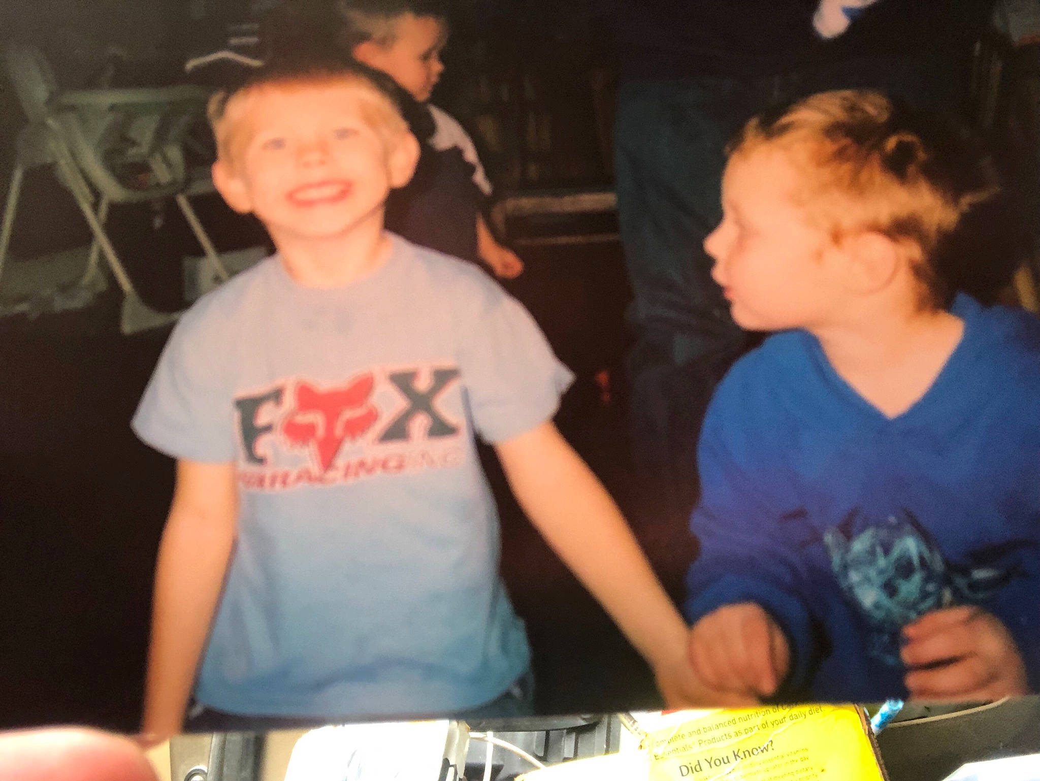 Noah Allen joined the competition — help win amazing prizes! chair, drink, event, finger, fun, joy, leisure, muscle, organ, party, person, plate, recreation, room, sharing, sitting, smile, snapshot, t_shirt, table