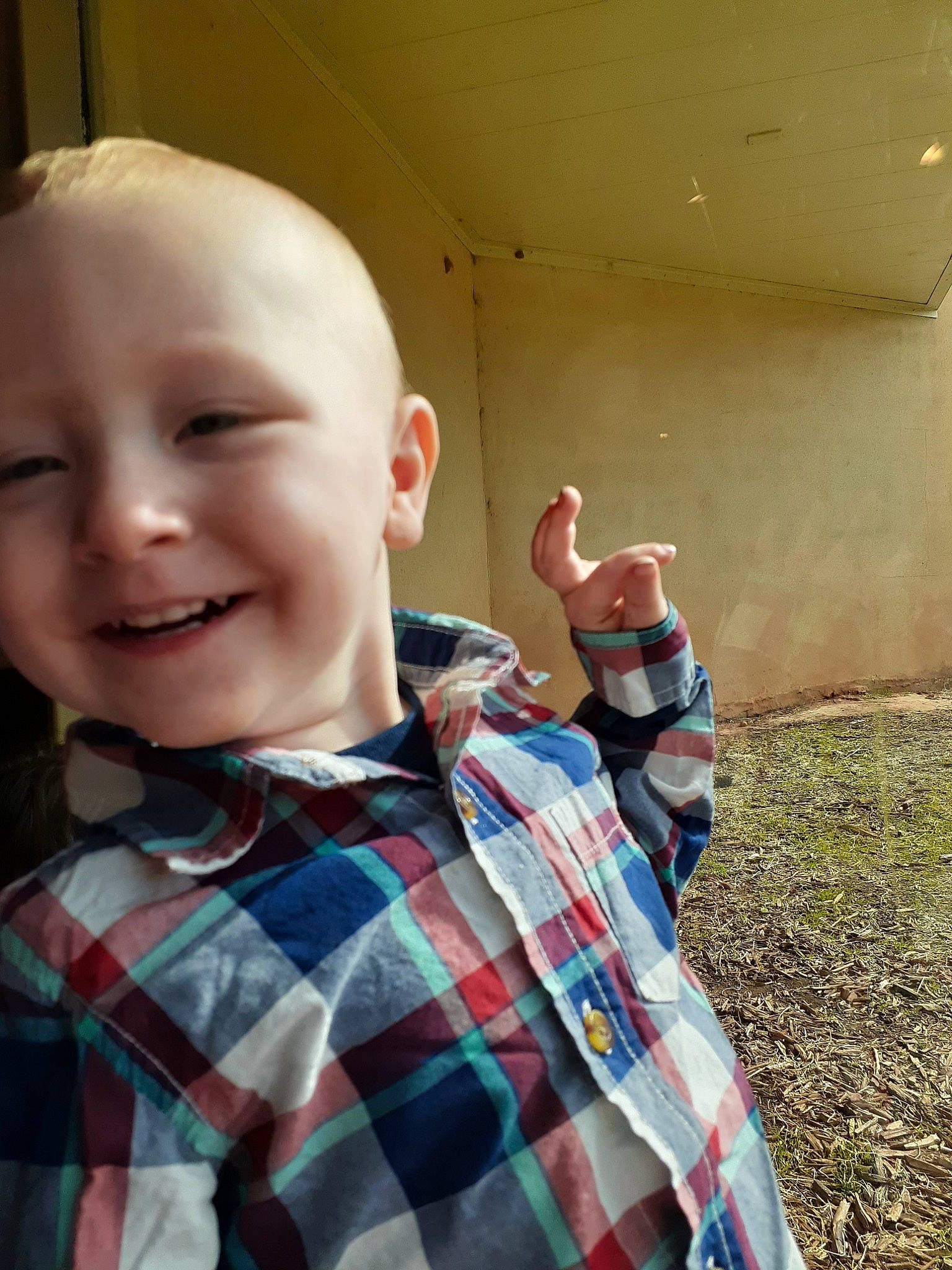 Graysen is registered to the contest to win money with this photo: cheek, child, cool, design, face, finger, fun, gesture, happy, head, joy, nose, pattern, person, photography, plaid, play, skin, smile, tartan