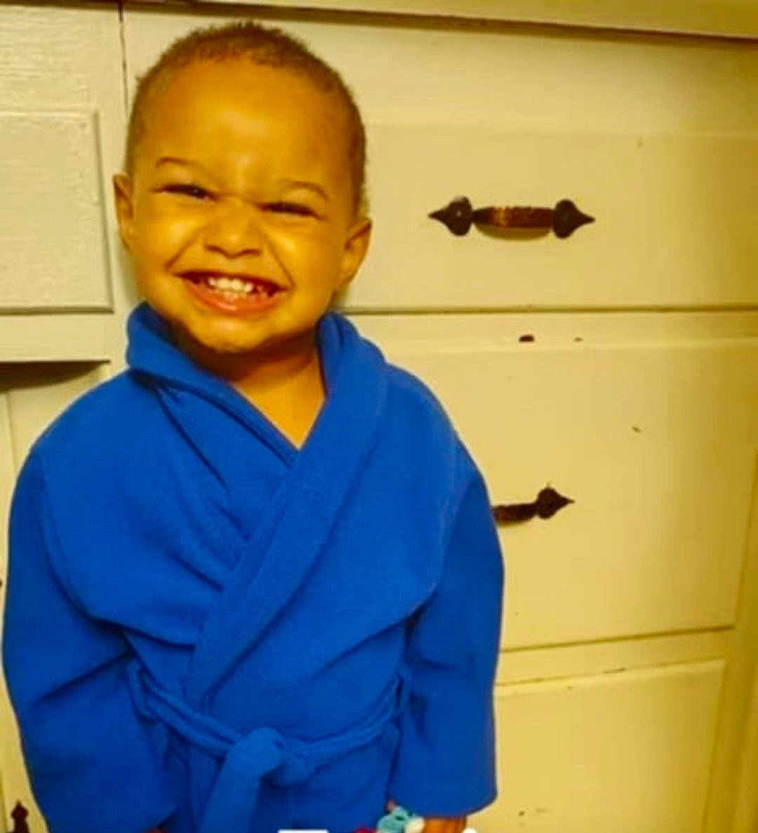 Za'Mir joined the competition — help win amazing prizes! child, toddler, smiling, blue_bathrobe, indoor, dresser, furniture, happy, person, cute, portrait, young_child, clothing, cabinet, home, joyful, small_child, baby, face, standing