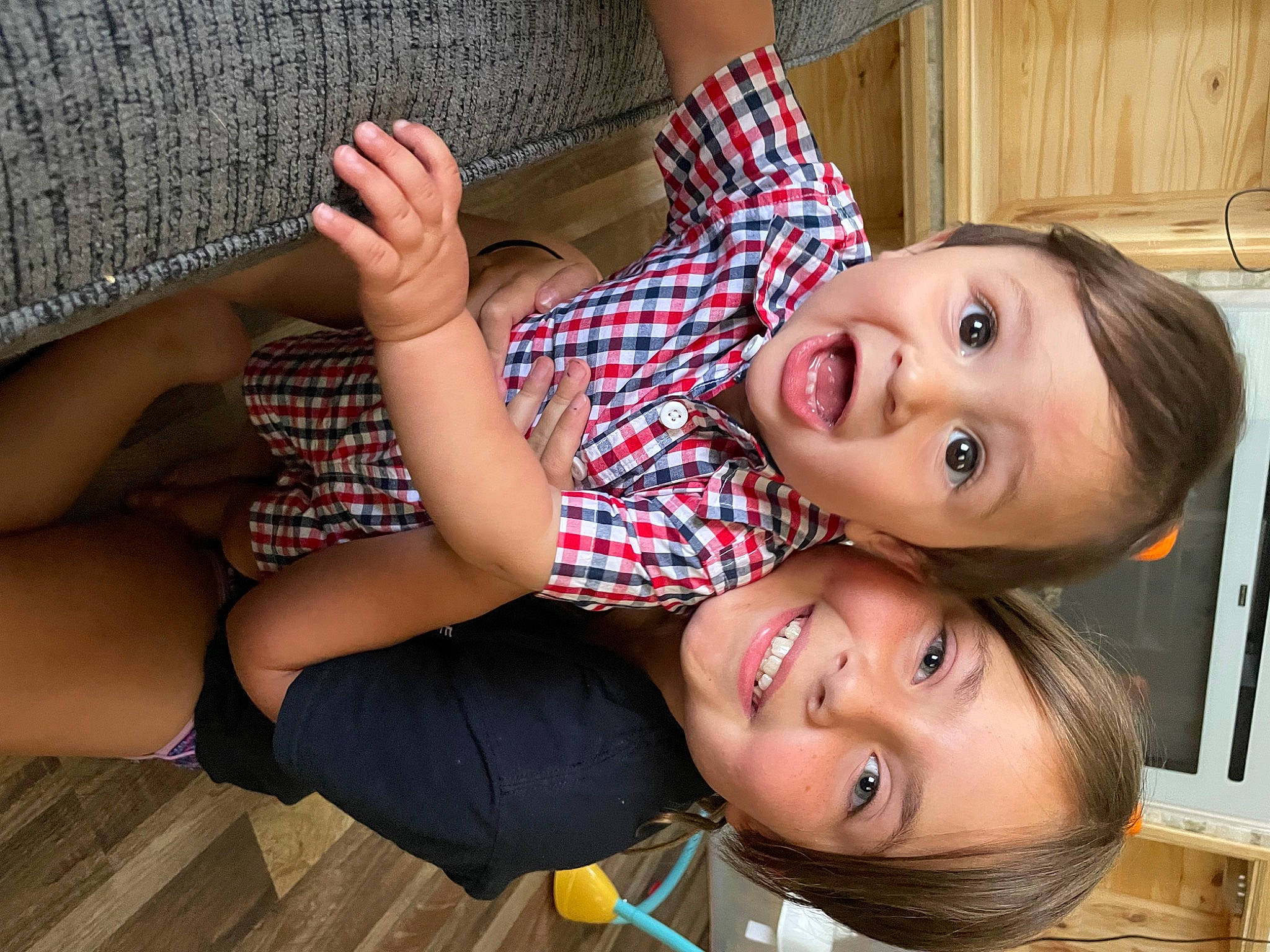 Kenzie is registered to the contest to win money with this photo: black_hair, cool, eye, finger, gesture, hair, happy, human_body, joint, joy, knee, leg, lip, mouth, person, plaid, shoulder, skin, smile, surprise