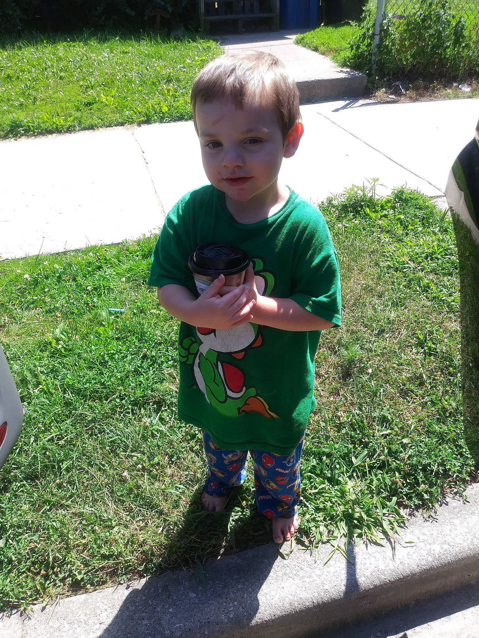 Ethan joined the competition — help win amazing prizes! adaptation, child, garden, grass, grass_family, green, lawn, leaf, male, person, plant, play, recreation, smile, summer, toddler, tree, vacation, yard