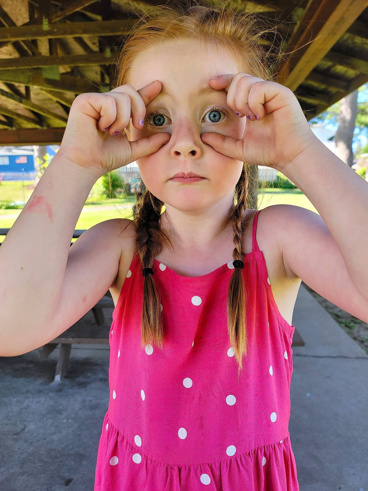 Teegan joined the competition — help win amazing prizes! baby_toddler_clothing, blond, child, eyelash, facial_expression, finger, fun, gesture, grass, hairstyle, hand, happy, leisure, lip, magenta, person, pink, public_space, summer, thumb