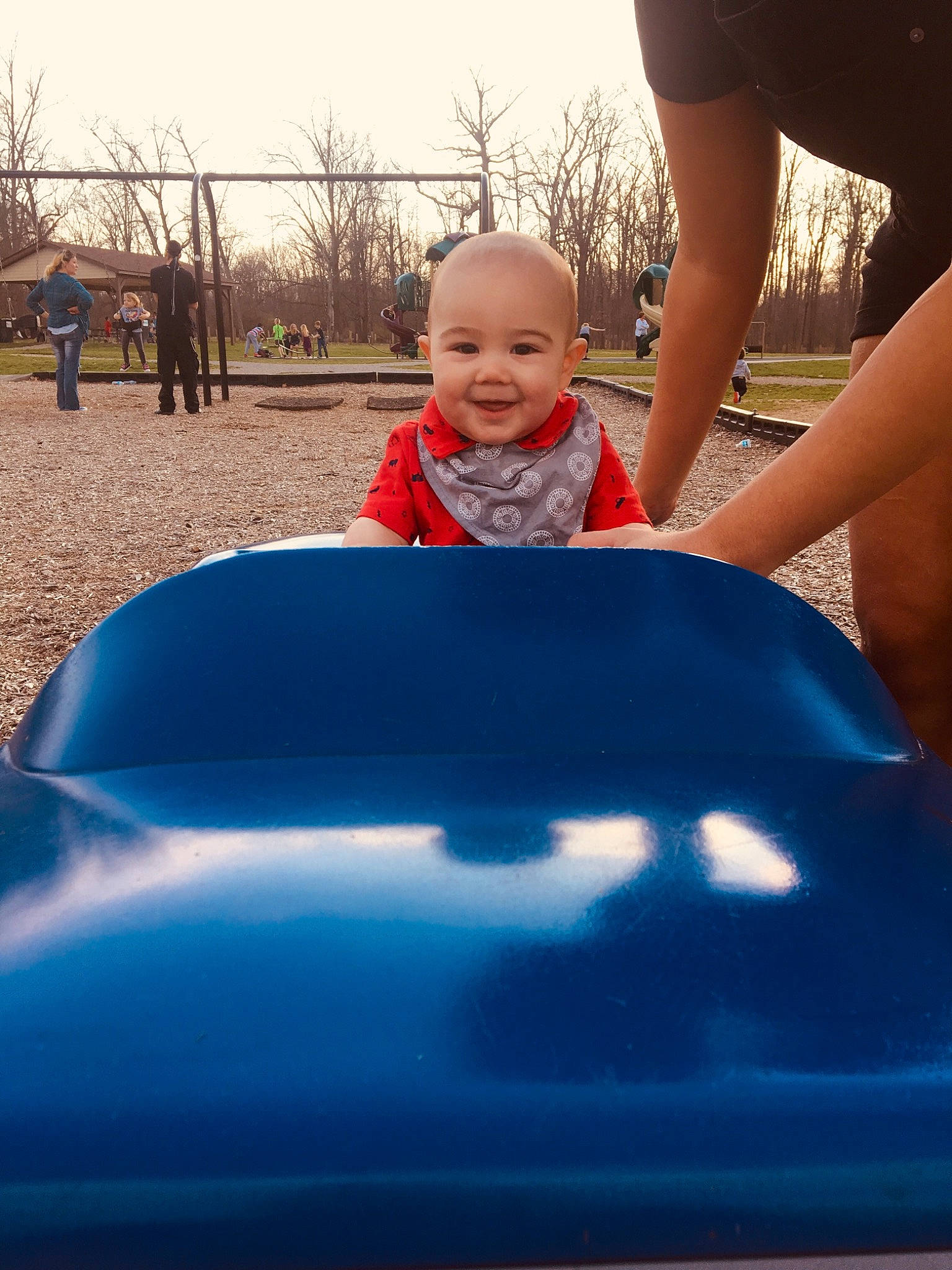 Jaysen joined the competition — help win amazing prizes! blue, child, city, electric_blue, fun, games, happy, human_settlement, joy, leisure, outdoor_play_equipment, person, play, playground, public_space, recreation, sky, smile, summer, toddler