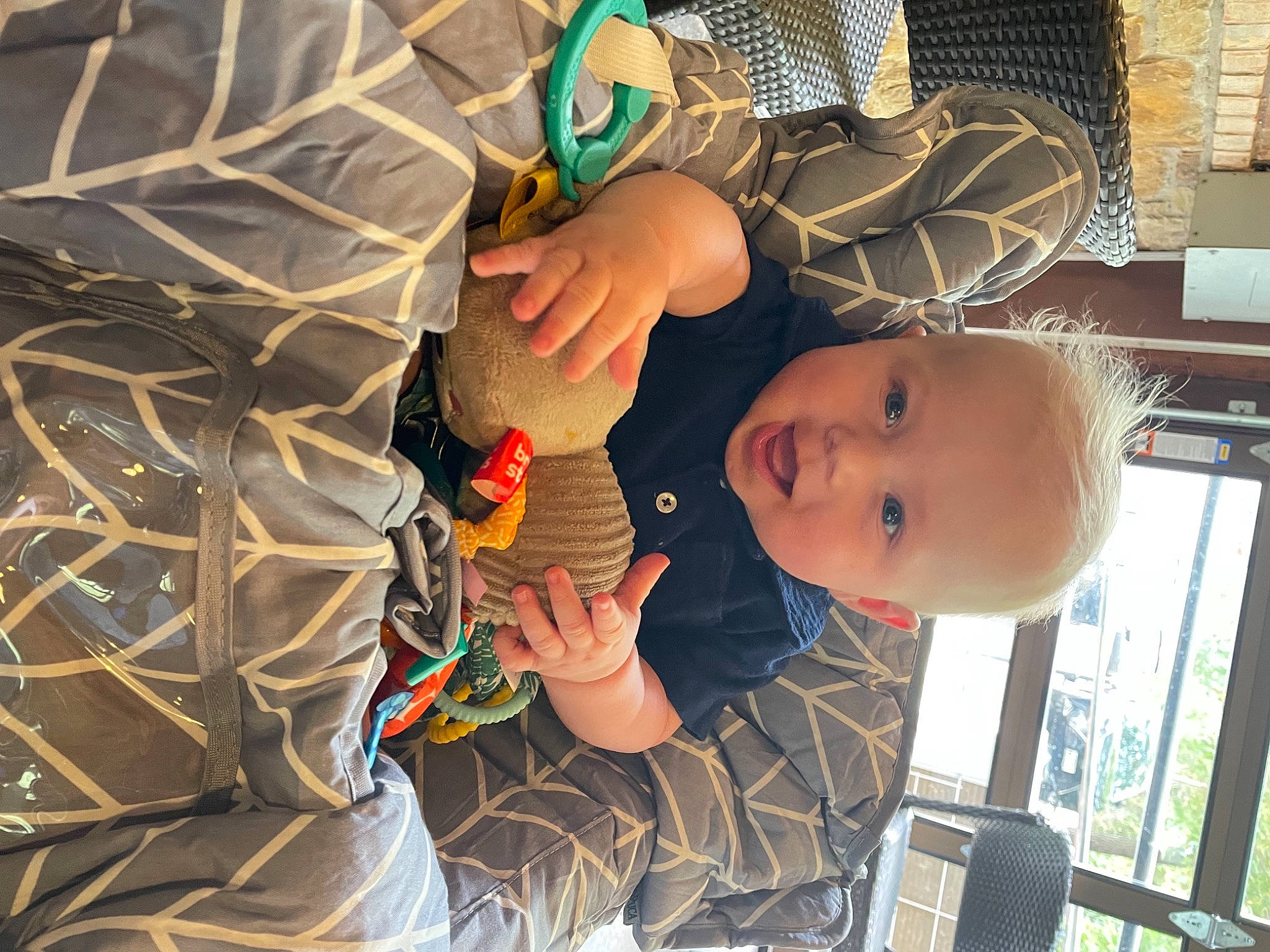 Kolt joined the competition — help win amazing prizes! baby, baby_products, chair, child, fun, happy, hat, leisure, mouth, pattern, person, personal_protective_equipment, plant, room, sitting, smile, stuffed_toy, toddler, toy