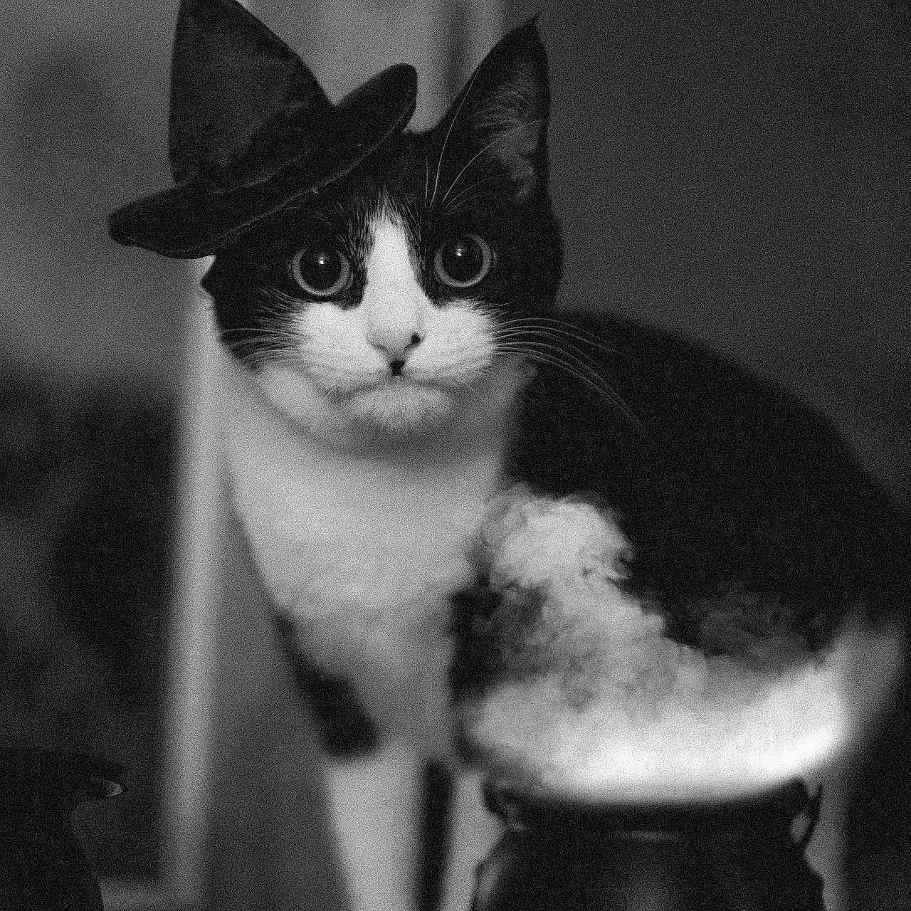 Diana is registered to the contest to win money with this photo: animal, blackcat, cat, clothing, cookware, face, hat, head, kitten, machine, manx, person, pet, photography, plant, portrait, pot, pottedplant, pottery, wheel