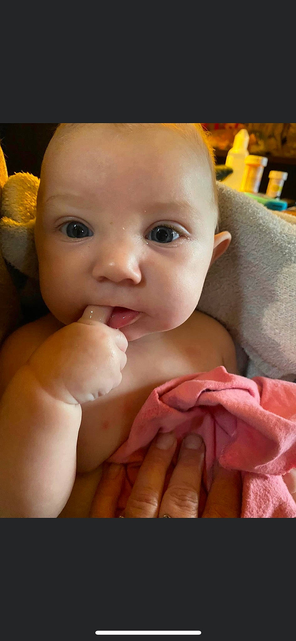 Alexandria is registered to the contest to win money with this photo: baby, cheek, chest, child, ear, eye, eyebrow, eyelash, finger, gesture, hand, happy, iris, lip, mouth, nail, nose, person, skin, thumb