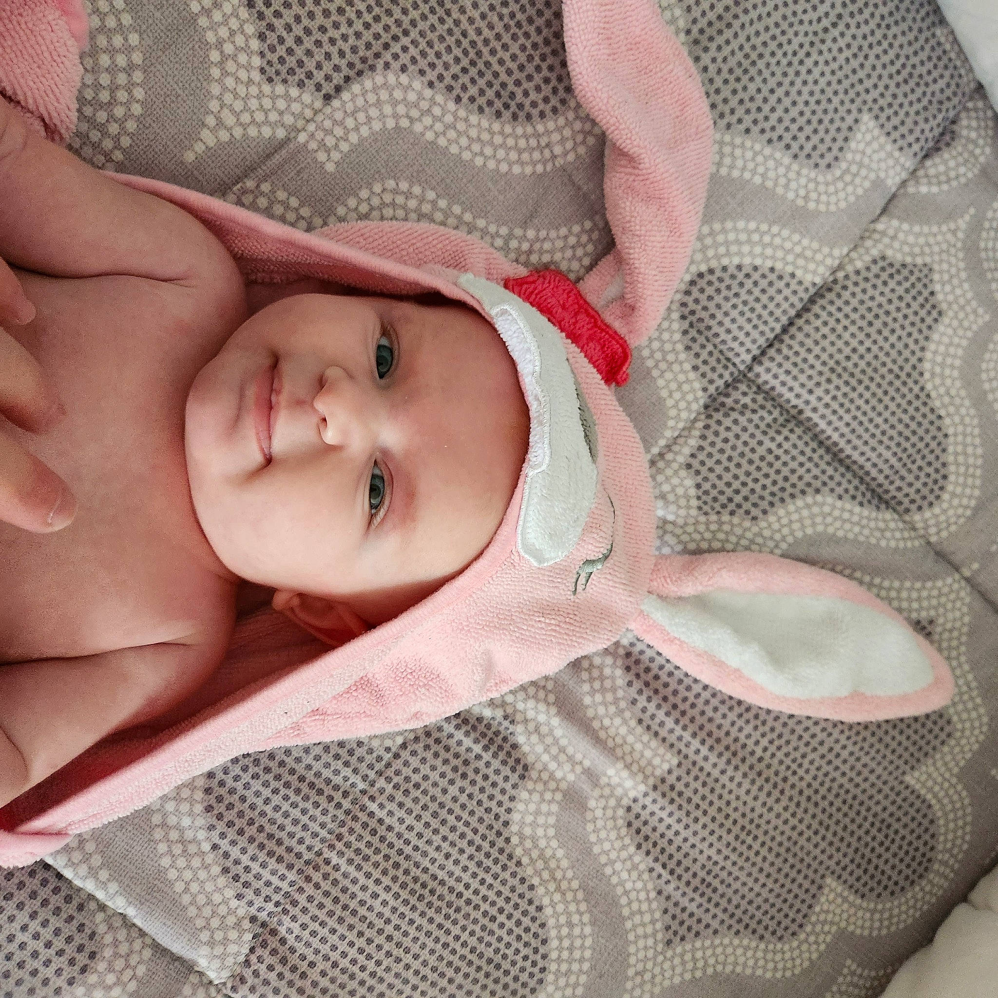 Adalynn joined the competition — help win amazing prizes! arm, baby, baby_toddler_clothing, cheek, child, comfort, eye, eyelash, hand, head, headwear, human_body, iris, lip, mouth, nose, pattern, person, skin, sleeve