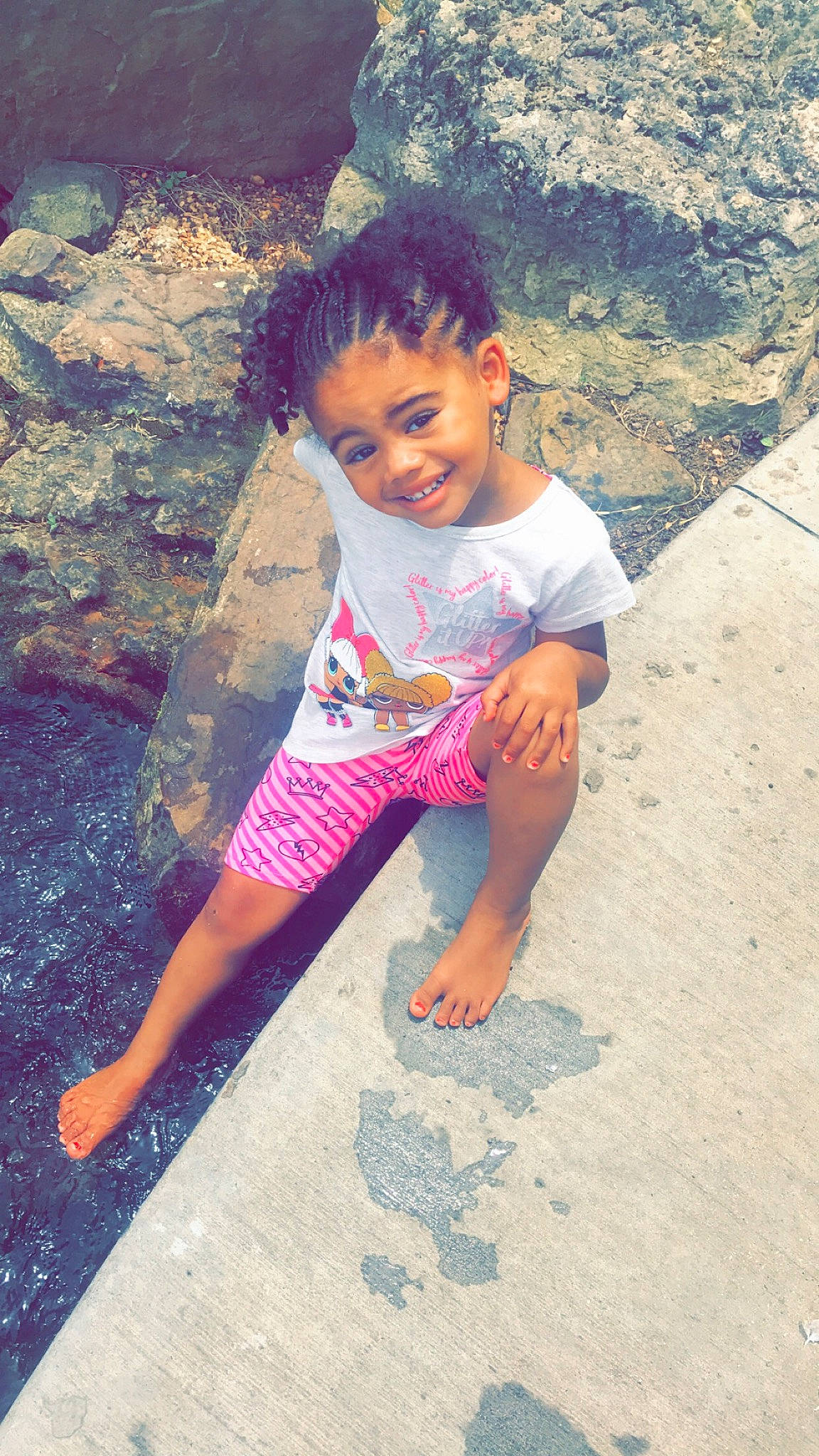 Londyn joined the competition — help win amazing prizes! baby, child, fun, happy, joy, leisure, person, pink, play, skin, smile, summer, toddler, vacation, water
