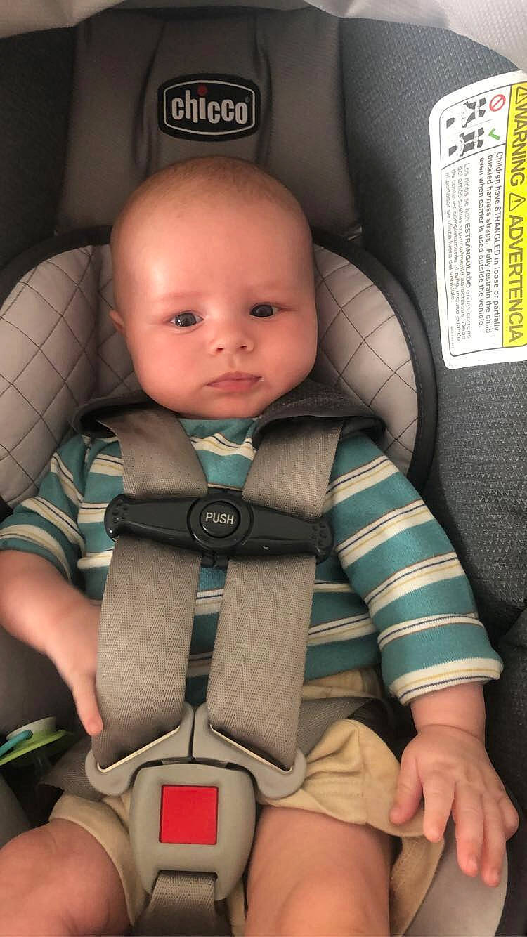 Landon joined the competition — help win amazing prizes! auto_part, baby, baby_carriage, baby_products, baby_toddler_clothing, car_seat, car_seat_cover, carmine, child, comfort, head_restraint, human_leg, knee, motor_vehicle, person, seat_belt, sitting, thigh, toddler, vehicle_door
