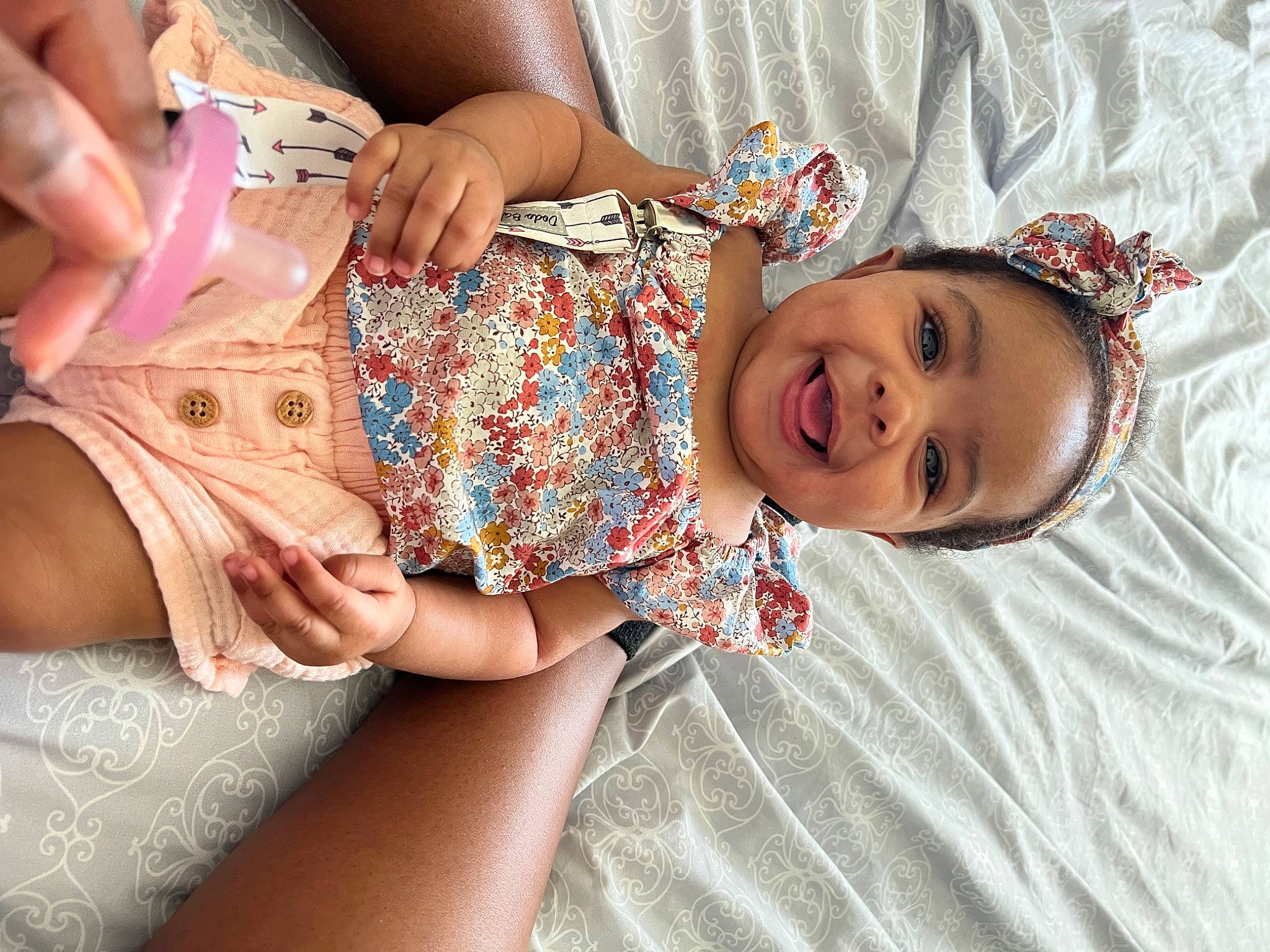 Nylah joined the competition — help win amazing prizes! baby_toddler_clothing, comfort, dress, eye, finger, fun, gesture, hand, happy, human_body, leg, neck, person, pink, skin, sleeve, smile, thigh, toddler, trunk