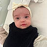 Kaïly participe au concours pour gagner de l'argent avec cette photo : baby, headband, bow, black_vest, knitted, white_background, infant, cute, portrait, child, closeup, soft_toys, cozy, wide_eyes, lying_down, clothing, apparel, adorable, face, expression