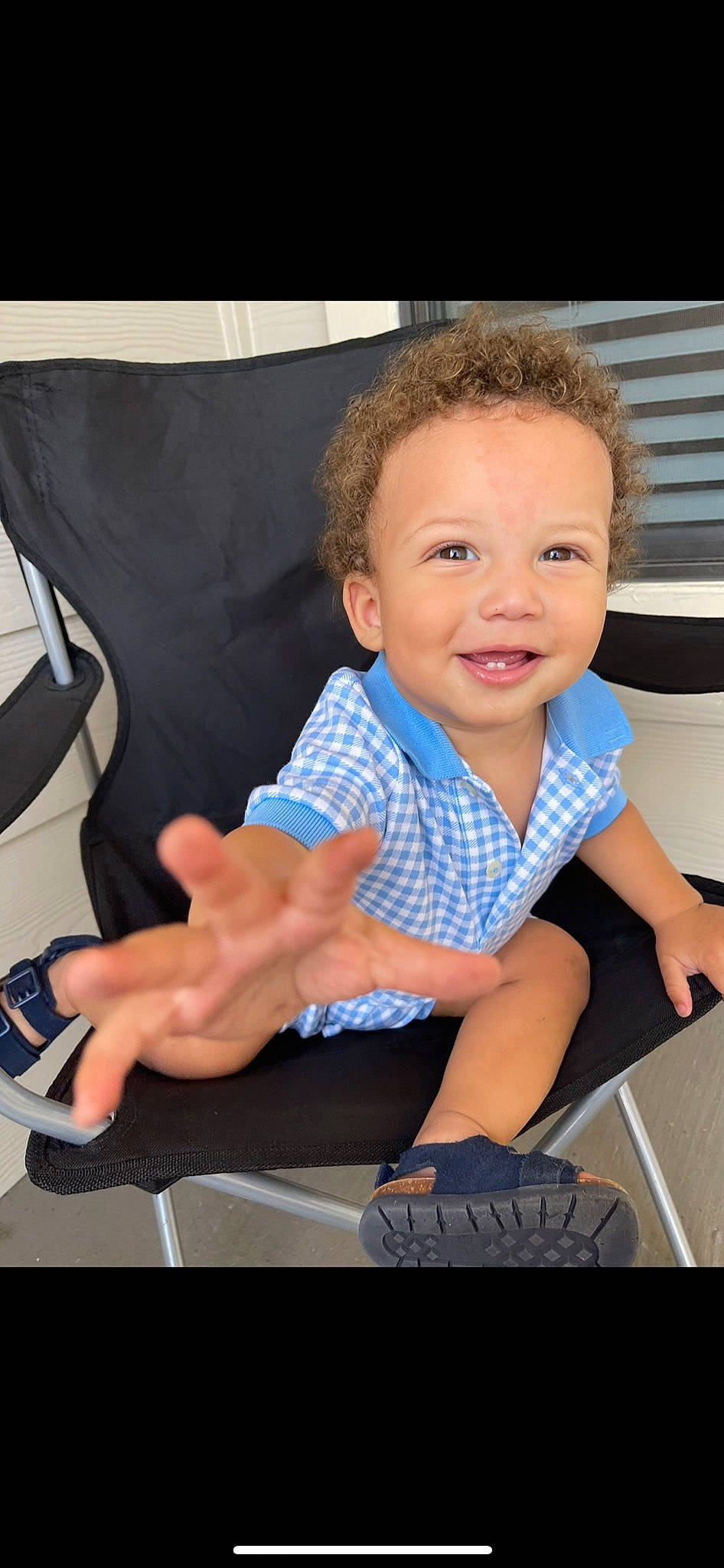 Kai joined the competition — help win amazing prizes! baby, baby_toddler_clothing, chair, child, comfort, computer_keyboard, electric_blue, finger, flash_photography, fun, gesture, happy, head, joy, lap, leisure, person, sitting, sleeve, smile