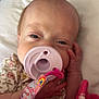Evelyn Marie joined the competition — help win amazing prizes! baby, pacifier, blanket, pillow, infant, hand, face, clothing, sleeping, cute, child, pink, white, pattern, fabric, closeup, portrait, resting, newborn, indoors