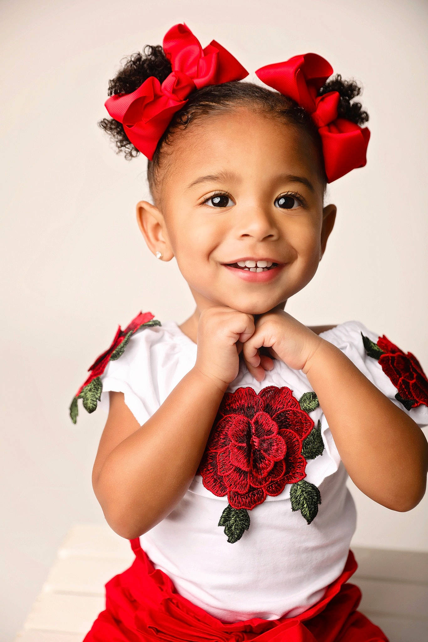 Emeri joined the competition — help win amazing prizes! bouquet, child, child_model, cut_flowers, fashion_accessory, flower, hair_accessory, headpiece, joy, person, petal, plant, red, rose, rose_family, smile, toddler