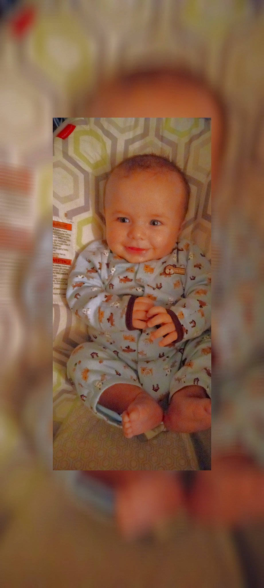 Mark joined the competition — help win amazing prizes! baby, baby_toddler_clothing, cheek, child, chin, collar, comfort, eye, face, happy, head, iris, joy, pattern, peach, person, portrait_photography, sitting, skin, sleeve